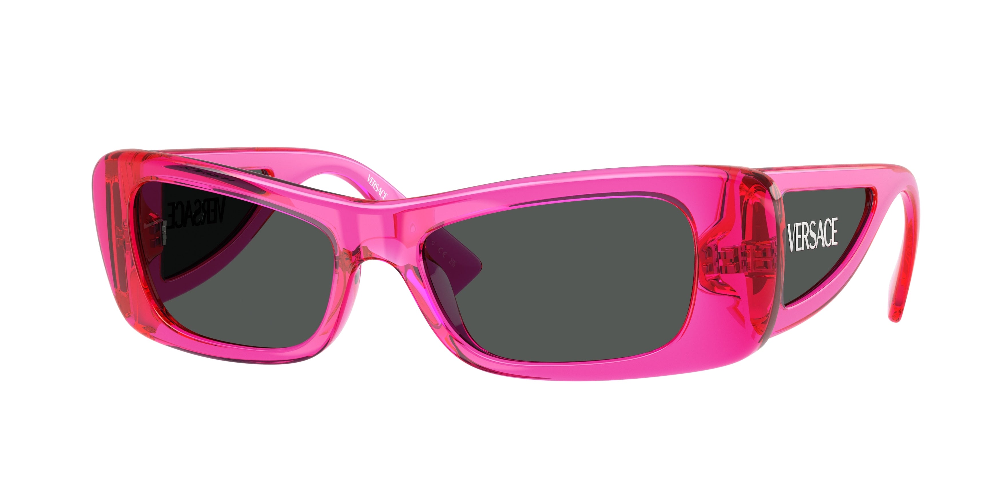 Versace VE4481 Cat Eye Sunglasses 543487-Fucsia Fluo Transparent 54-135-17 - Color Map Pink