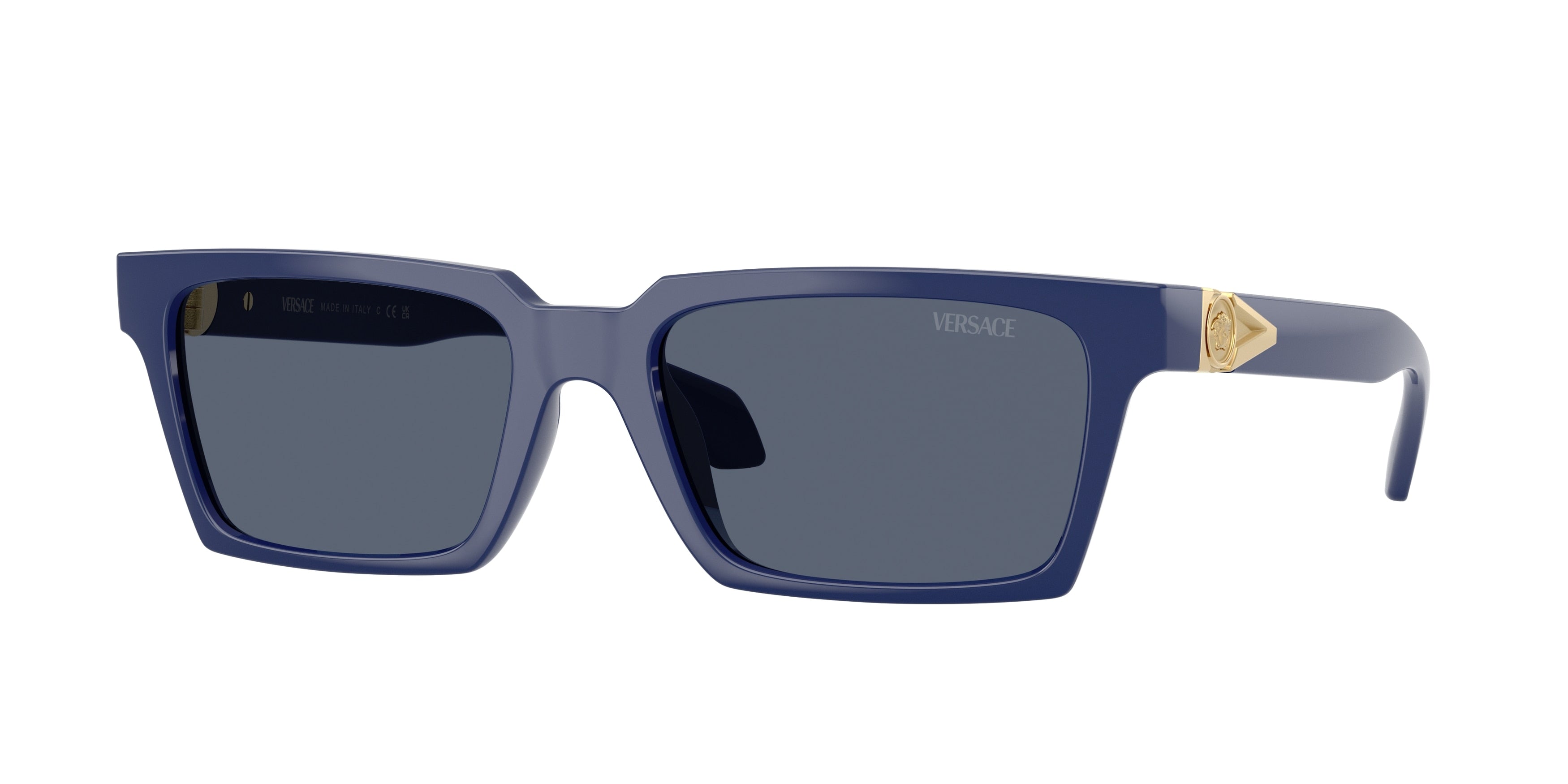 Versace VE4490U Rectangle Sunglasses  545087-Solid Blue 55-140-18 - Color Map Blue