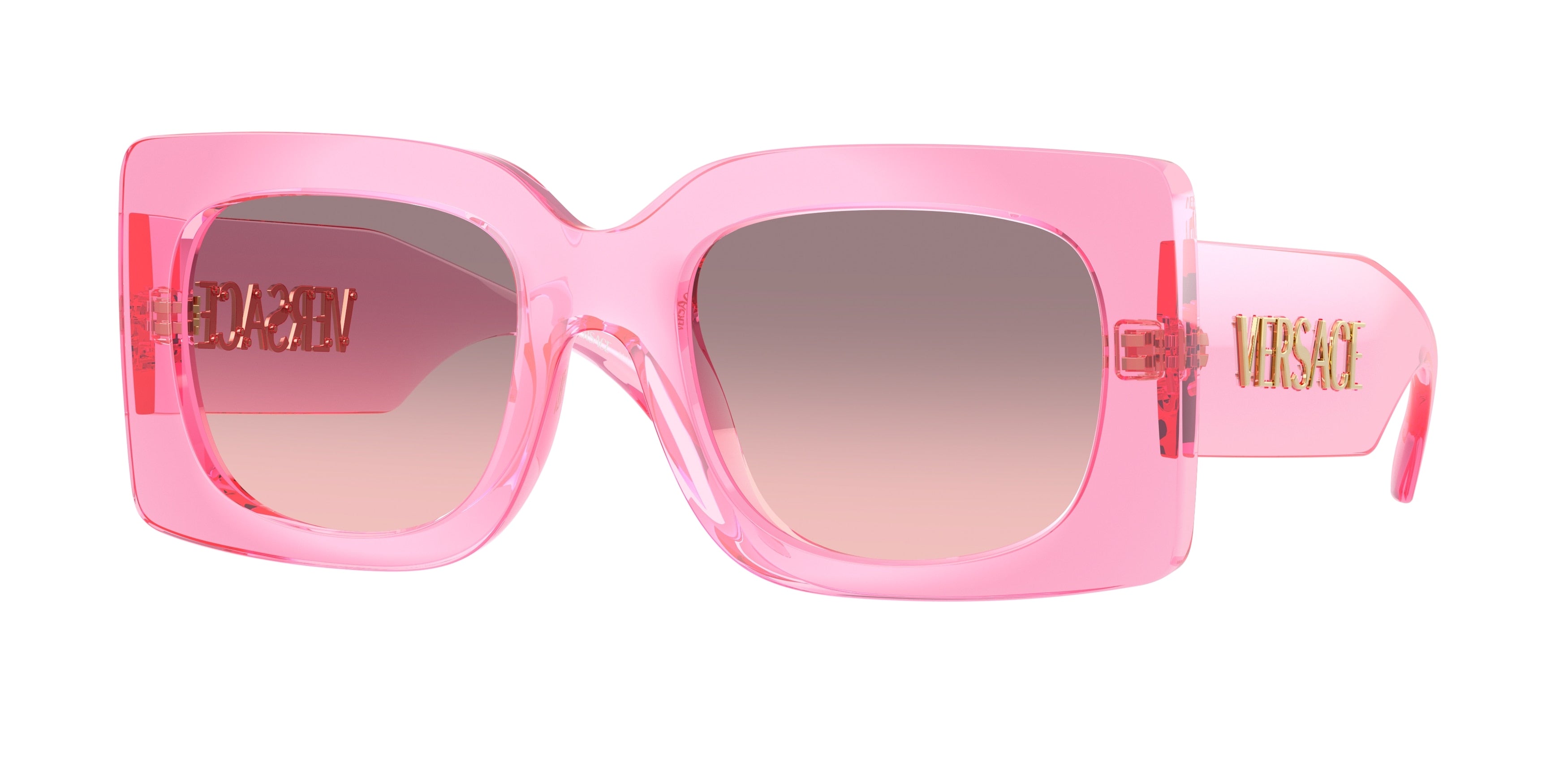 Versace VE4496U Square Sunglasses  53705M-Transparent Pink 54-140-21 - Color Map Pink