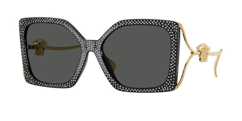 Versace VE4502U Square Sunglasses 550787-Black Strass Crystal 58-130-16 - Color Map Black