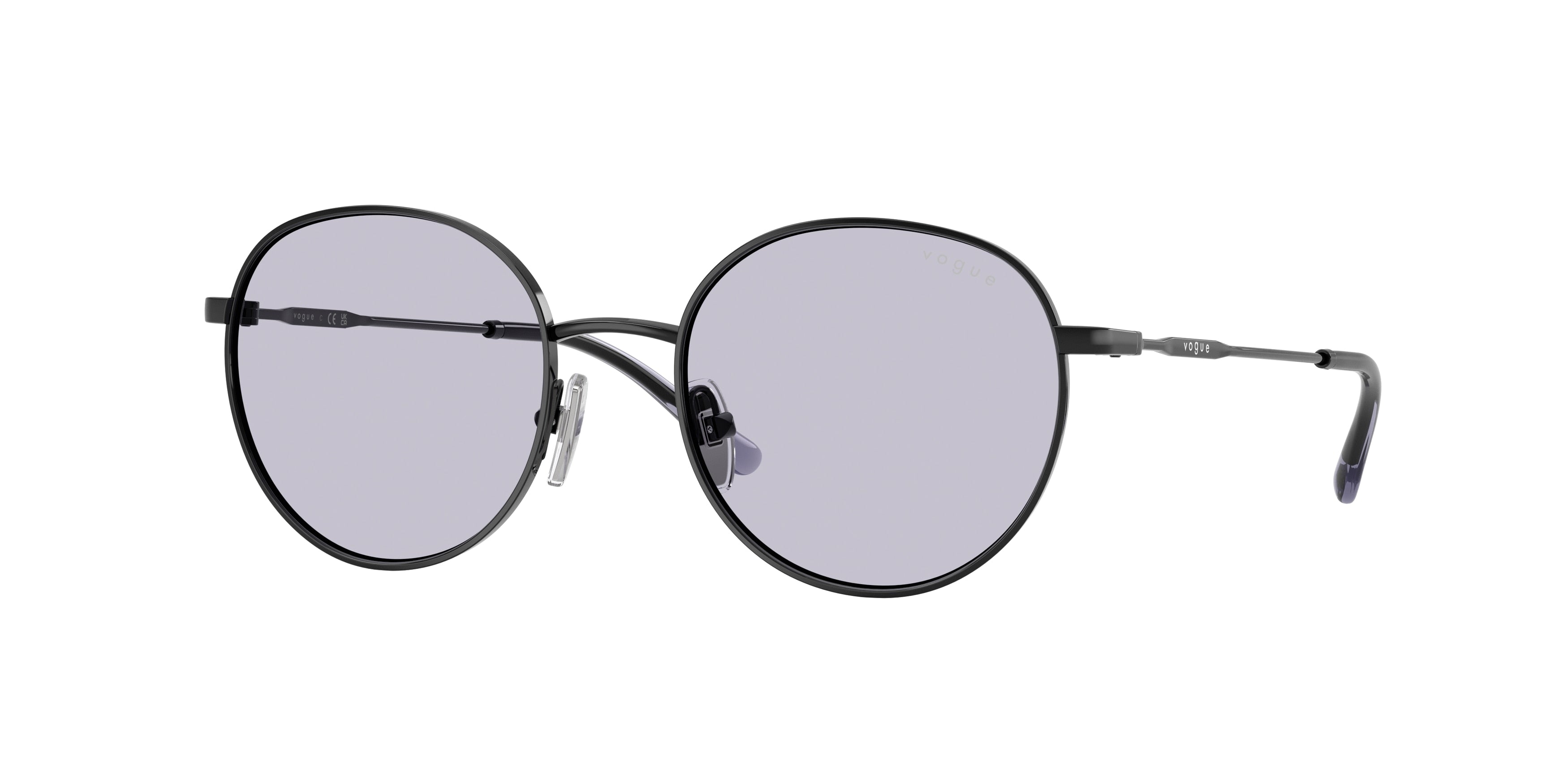 VOGUE JUNIOR SUN VJ1002 Round Sunglasses 352/1A-Black 49-130-18 - Color Map Black