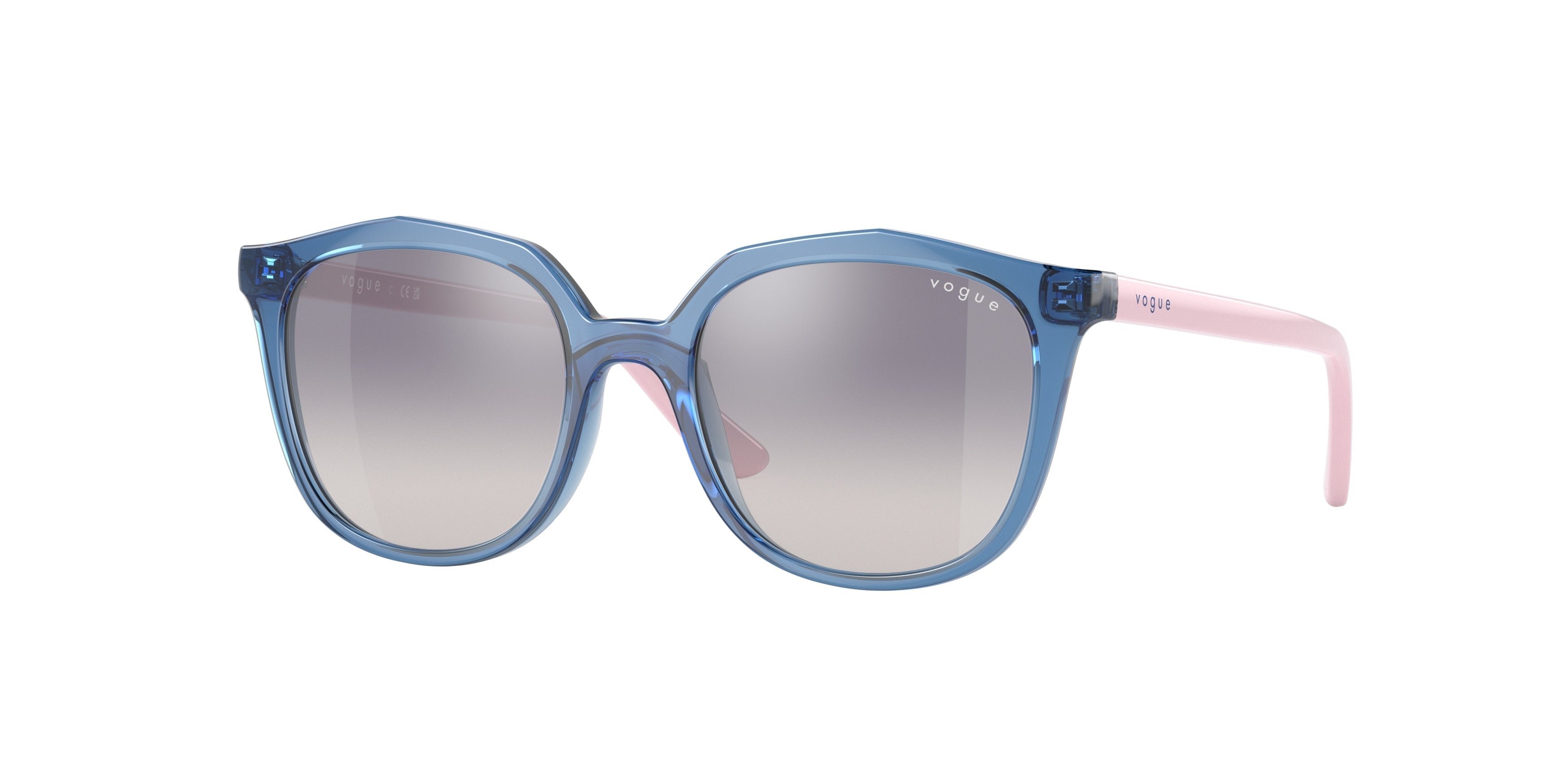 VOGUE JUNIOR SUN VJ2016 Irregular Sunglasses 28387B-Transparent Blue 45-125-16 - Color Map Blue