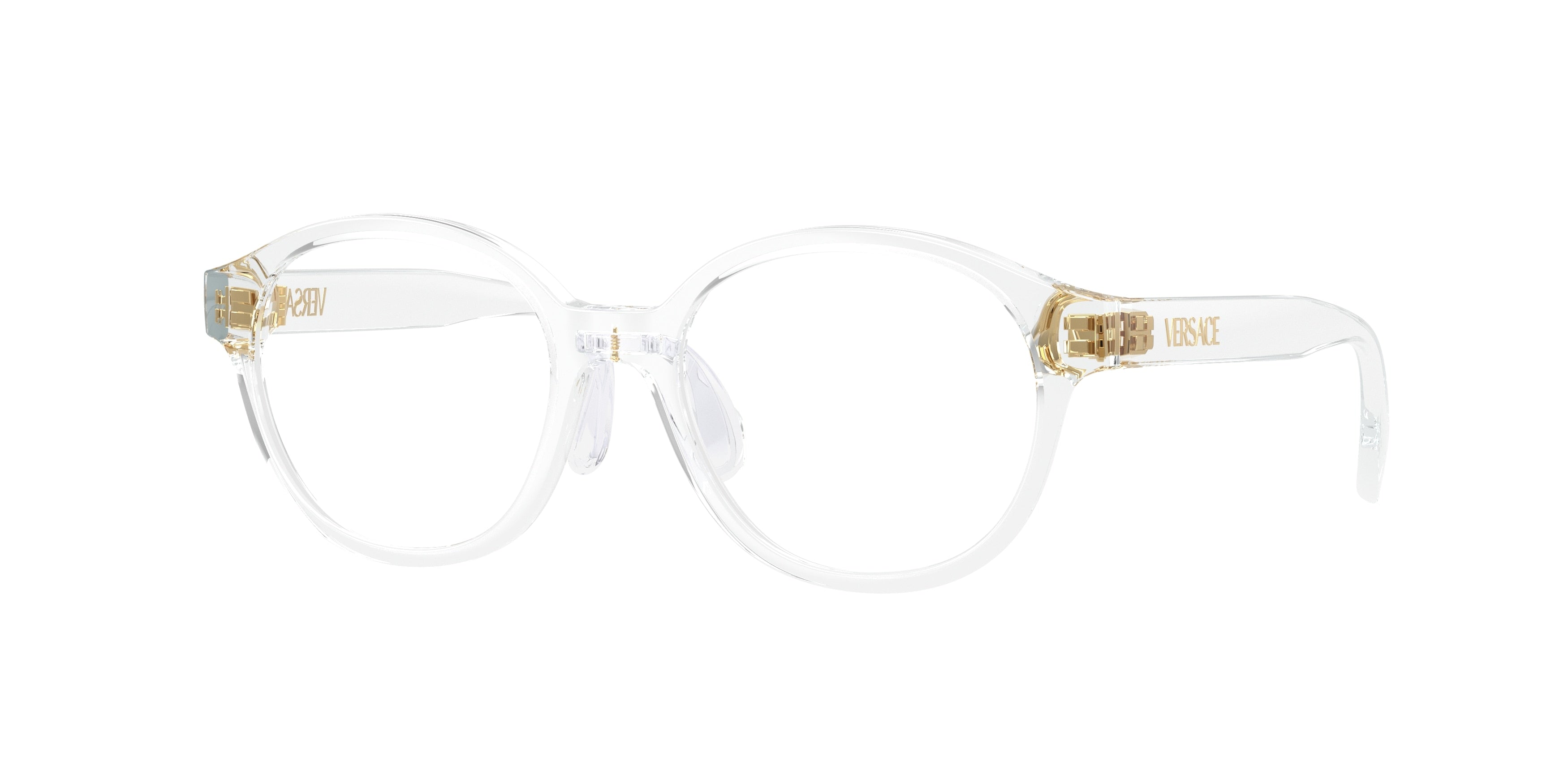 Versace Kids VK3012 Round Eyeglasses 148-Transparent Crystal 47-130-16 - Color Map Transparent