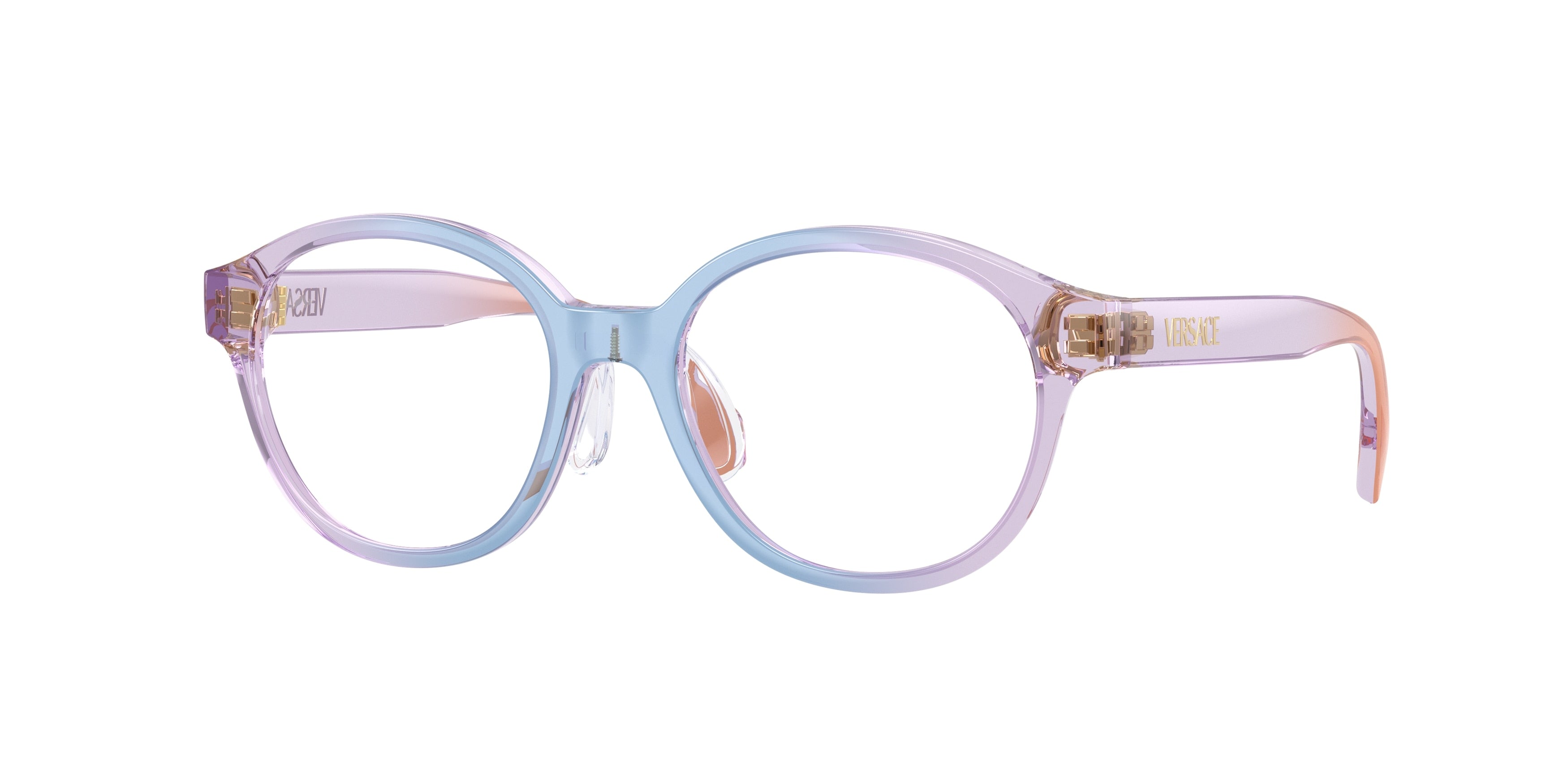 Versace Kids VK3012 Round Eyeglasses  5534-Gradient Pale Blue Lilac Orange 47-130-16 - Color Map Blue