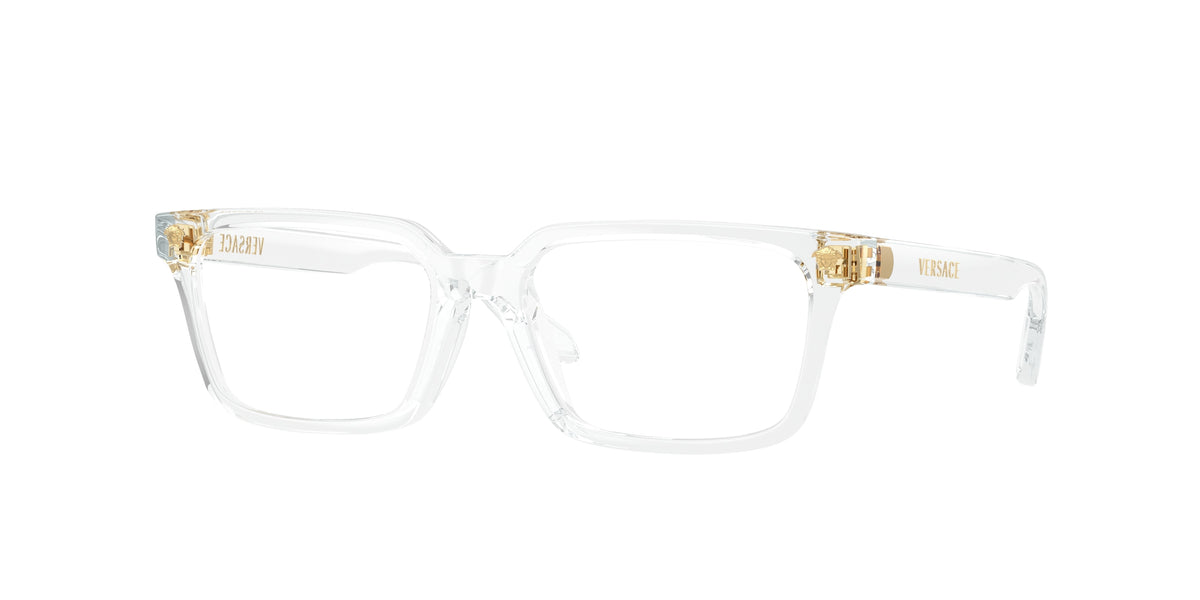 Versace Kids VK3015U Rectangle Eyeglasses 148-Crystal 49-125-15 - Color Map Transparent