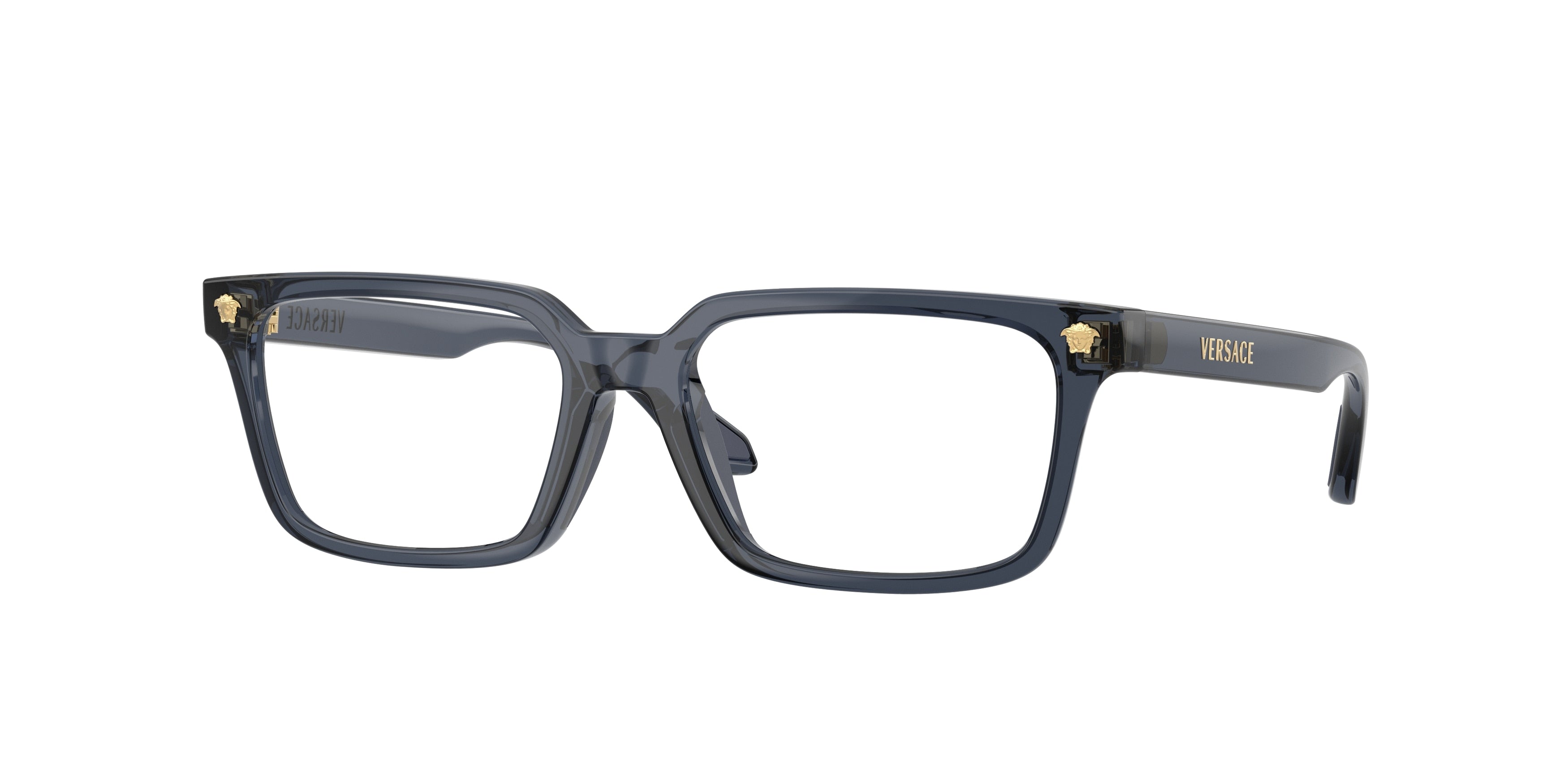 Versace Kids VK3015U Rectangle Eyeglasses 5548-Transparent Blue Navy 49-125-15 - Color Map Blue