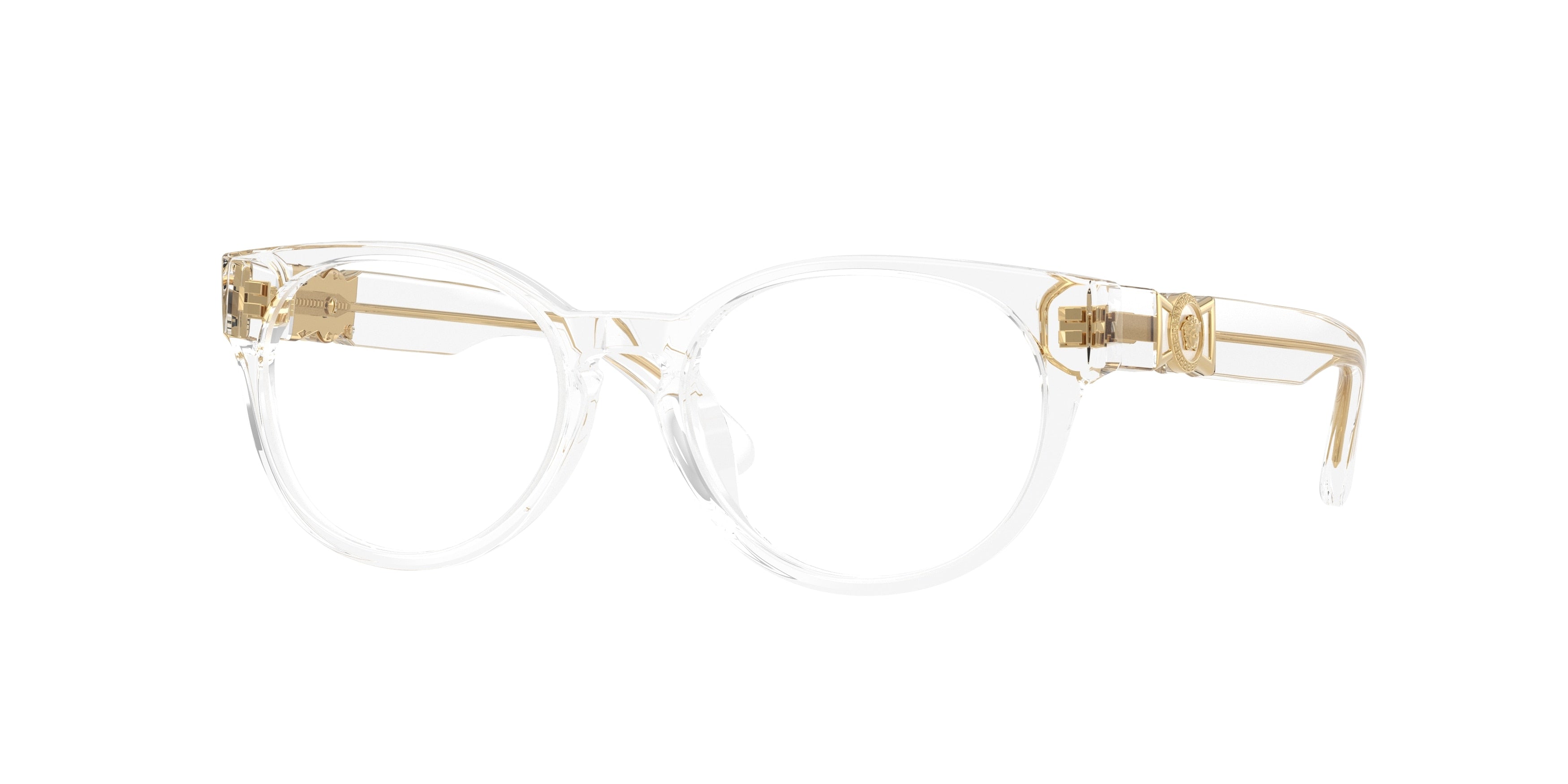 Versace Kids VK3323U Oval Eyeglasses 148-Crystal 47-130-16 - Color Map Transparent