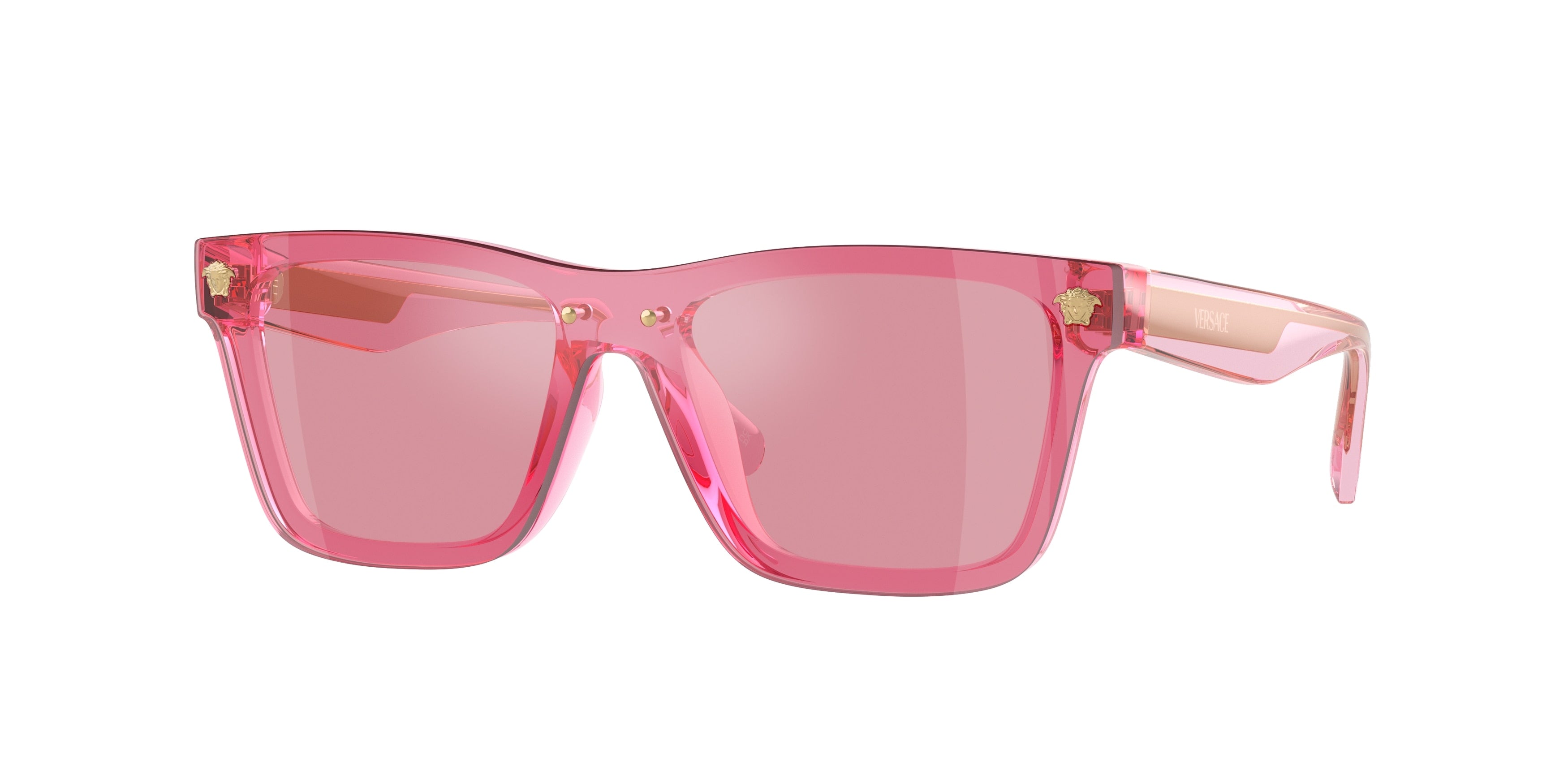 Versace Kids VK4004U Rectangle Sunglasses 53701T-Transparent Pink 28-130-128 - Color Map Pink