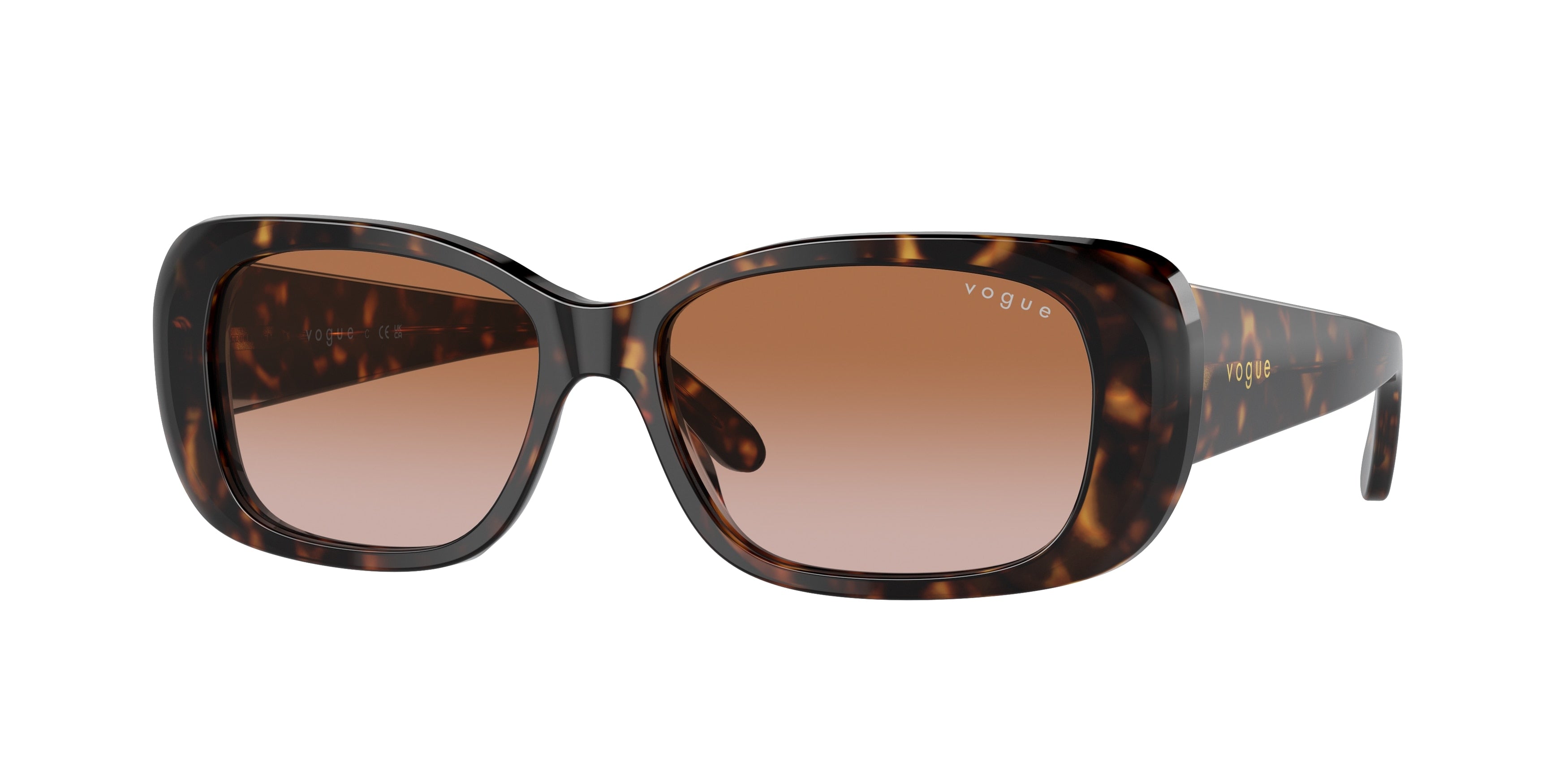 Vogue VO2606S Rectangle Sunglasses W65613-Dark Havana 55-135-15 - Color Map Brown