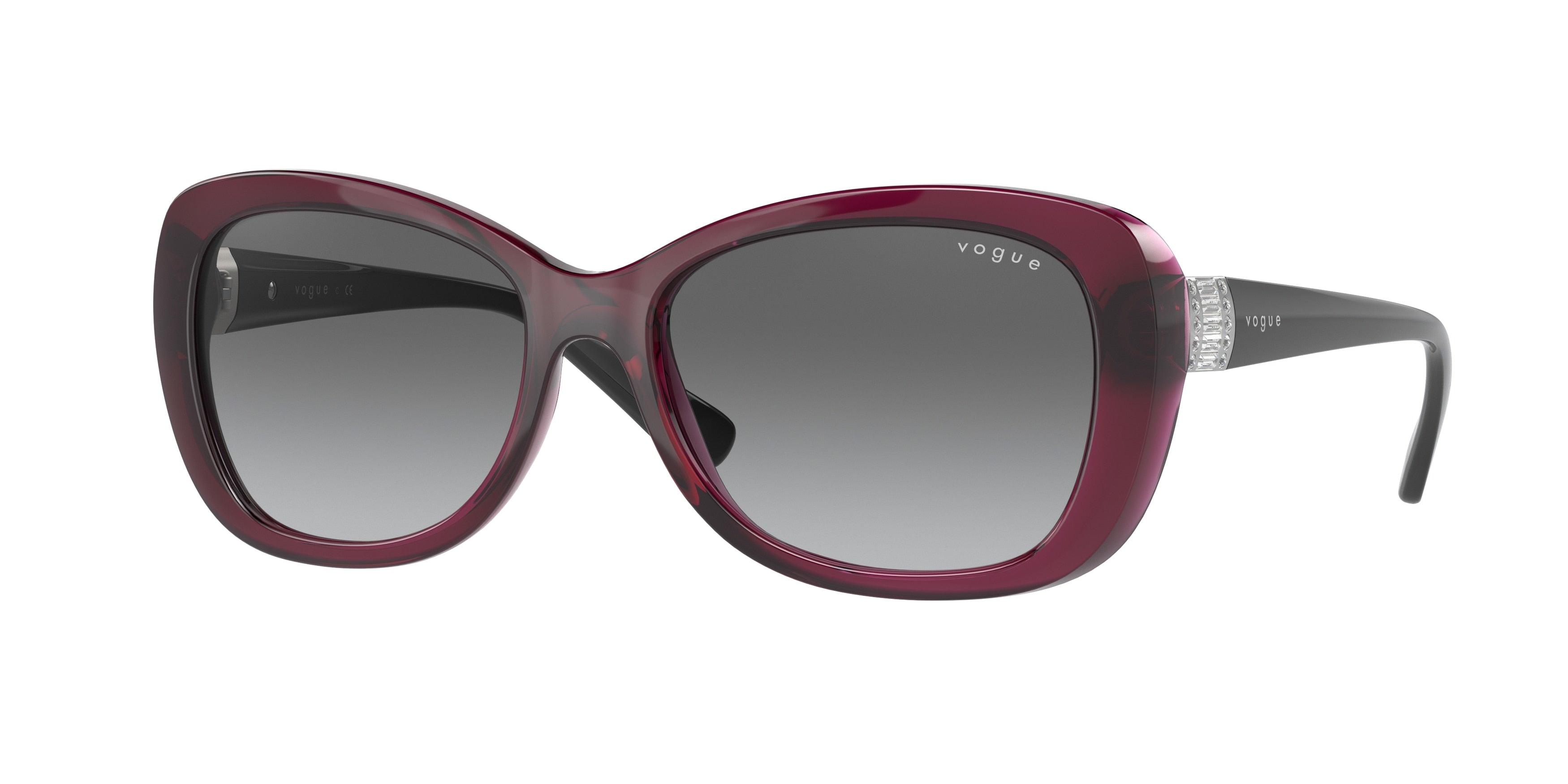 Vogue VO2943SB Butterfly Sunglasses 298911-Transparent Dark Cherry 55-135-17 - Color Map Red