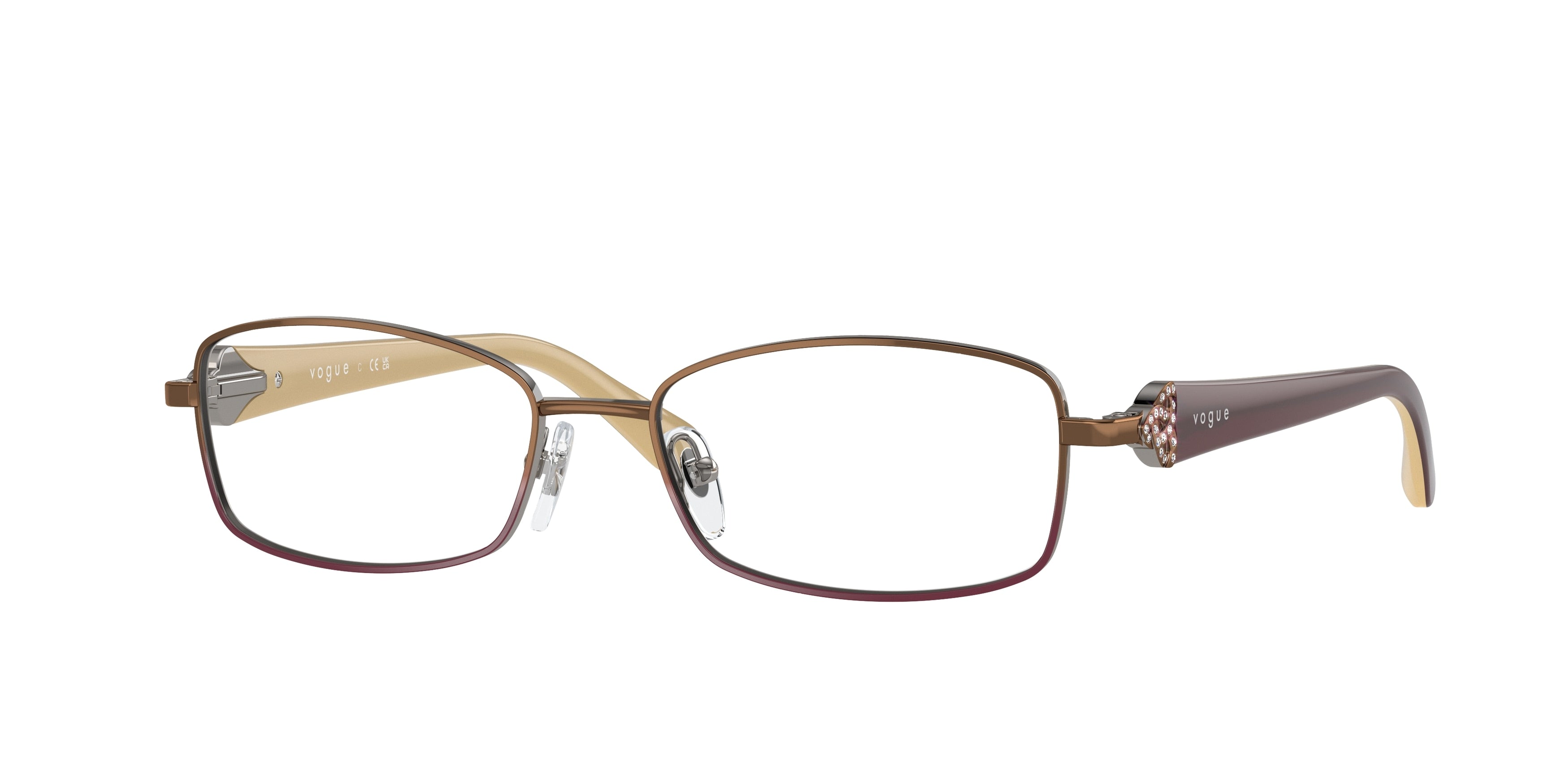 Vogue VO3845B Pillow Eyeglasses 896-Brown 52-135-16 - Color Map Brown
