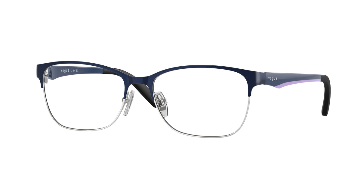 Vogue VO3940 Square Eyeglasses 964S-Top Brushed Blue/Silver 52-140-16 - Color Map Blue