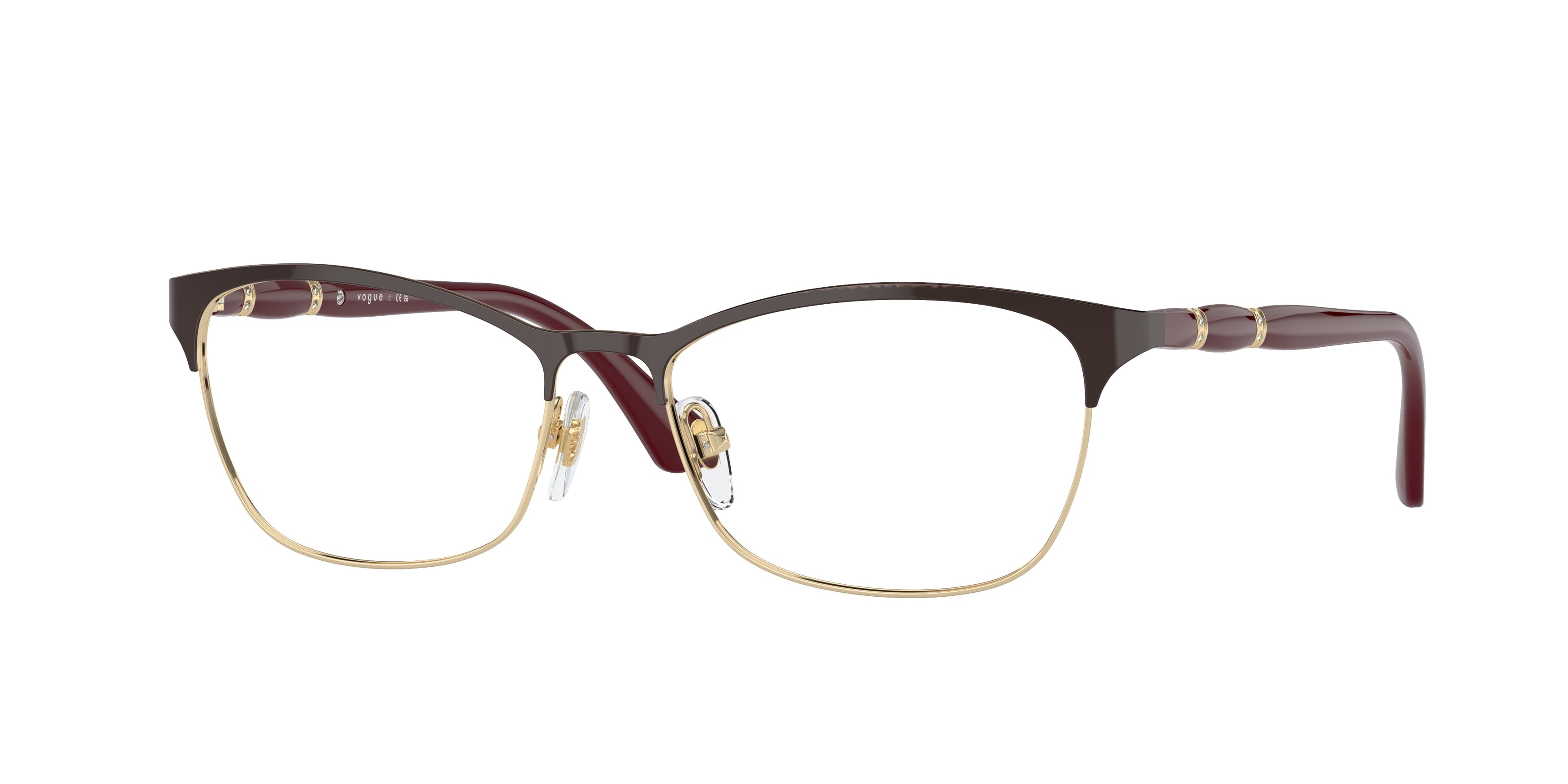 Vogue VO3987B Cat Eye Eyeglasses 986-Top Bordeaux/Pale Gold 52-135-16 - Color Map Red