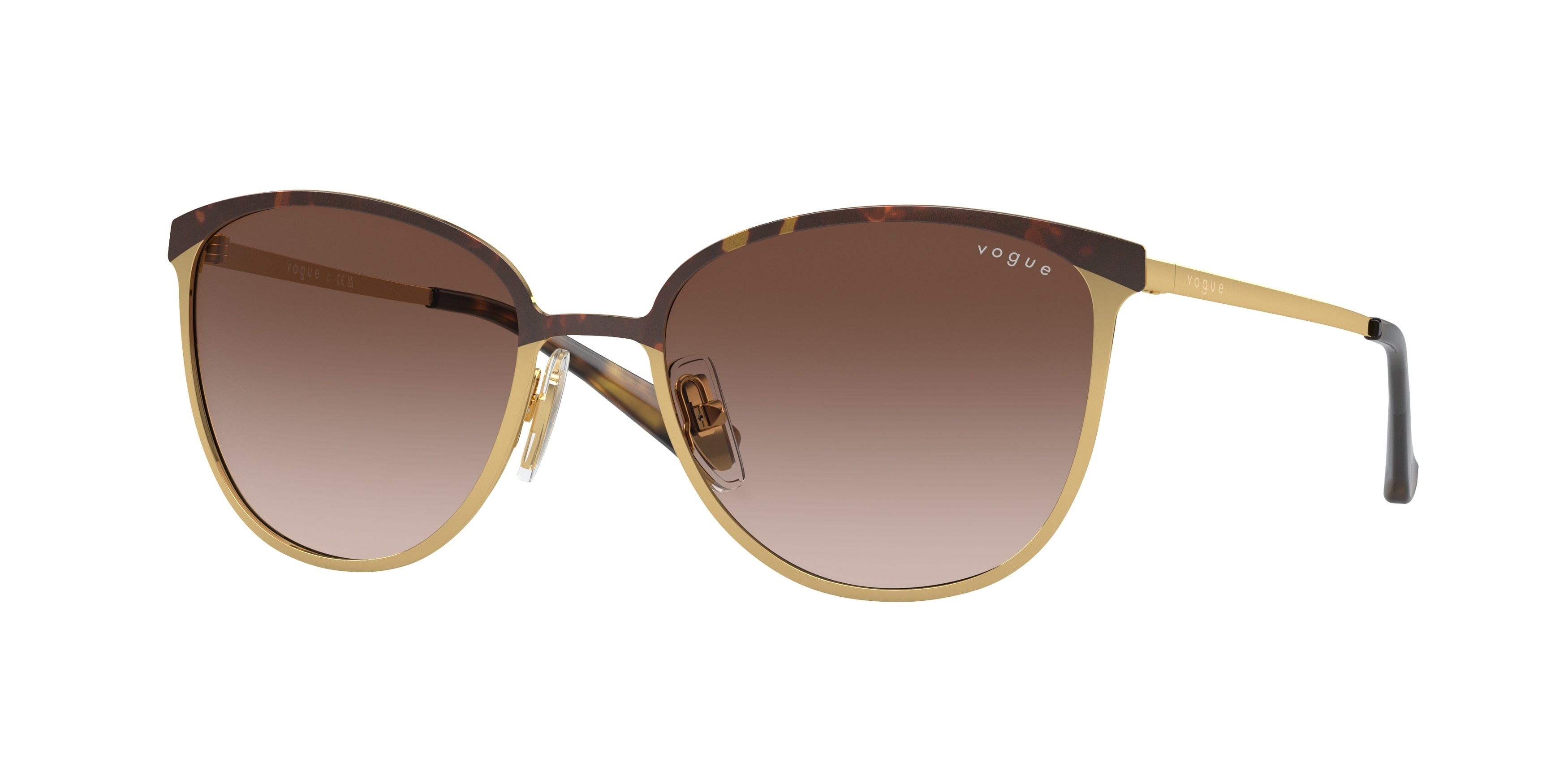Vogue VO4002S Rectangle Sunglasses 507813-Top Havana/Gold 55-135-18 - Color Map Brown