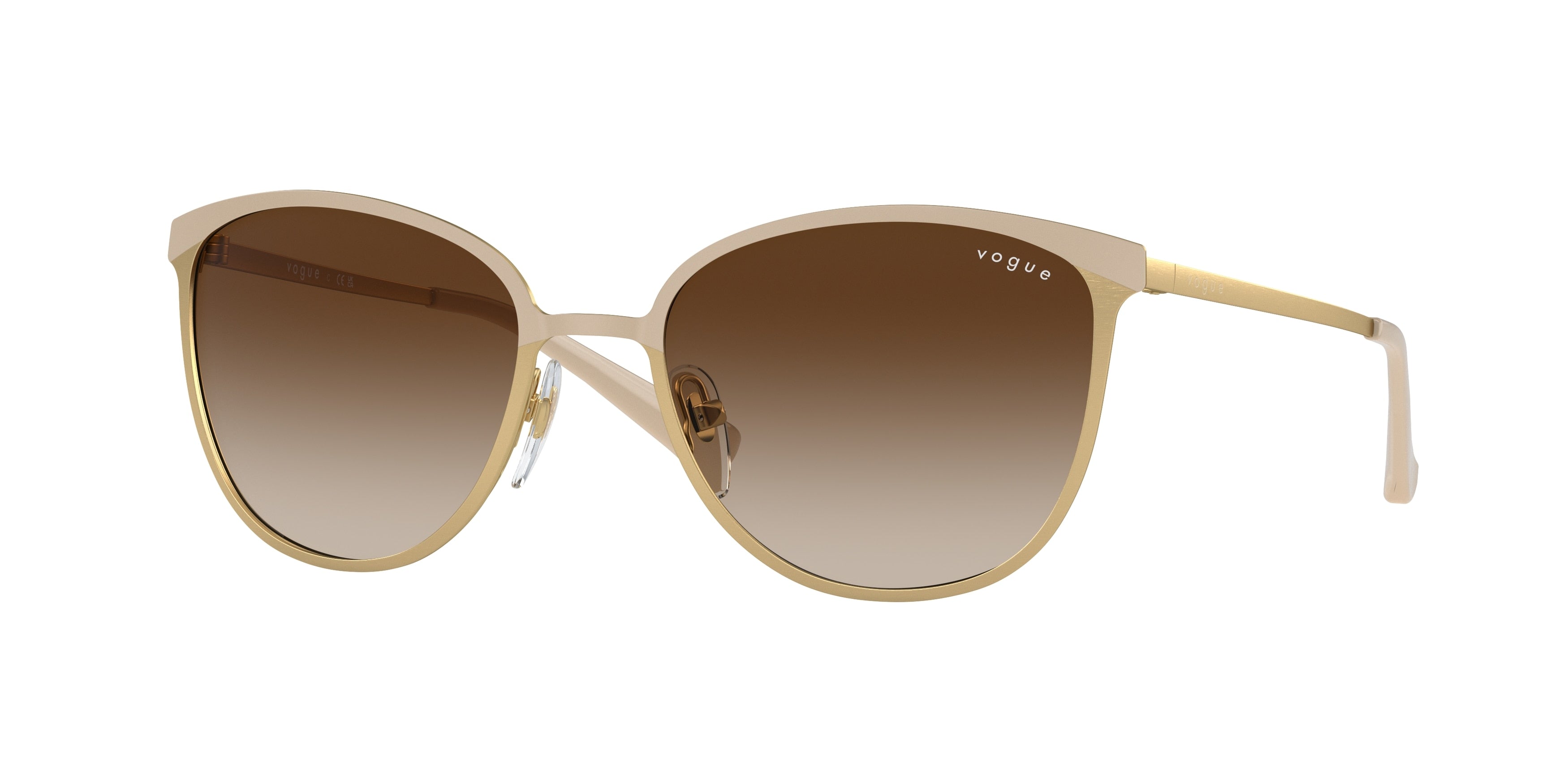 Vogue VO4002S Rectangle Sunglasses 996S13-Top Matte Beige/Brushed Gold 55-135-18 - Color Map Beige