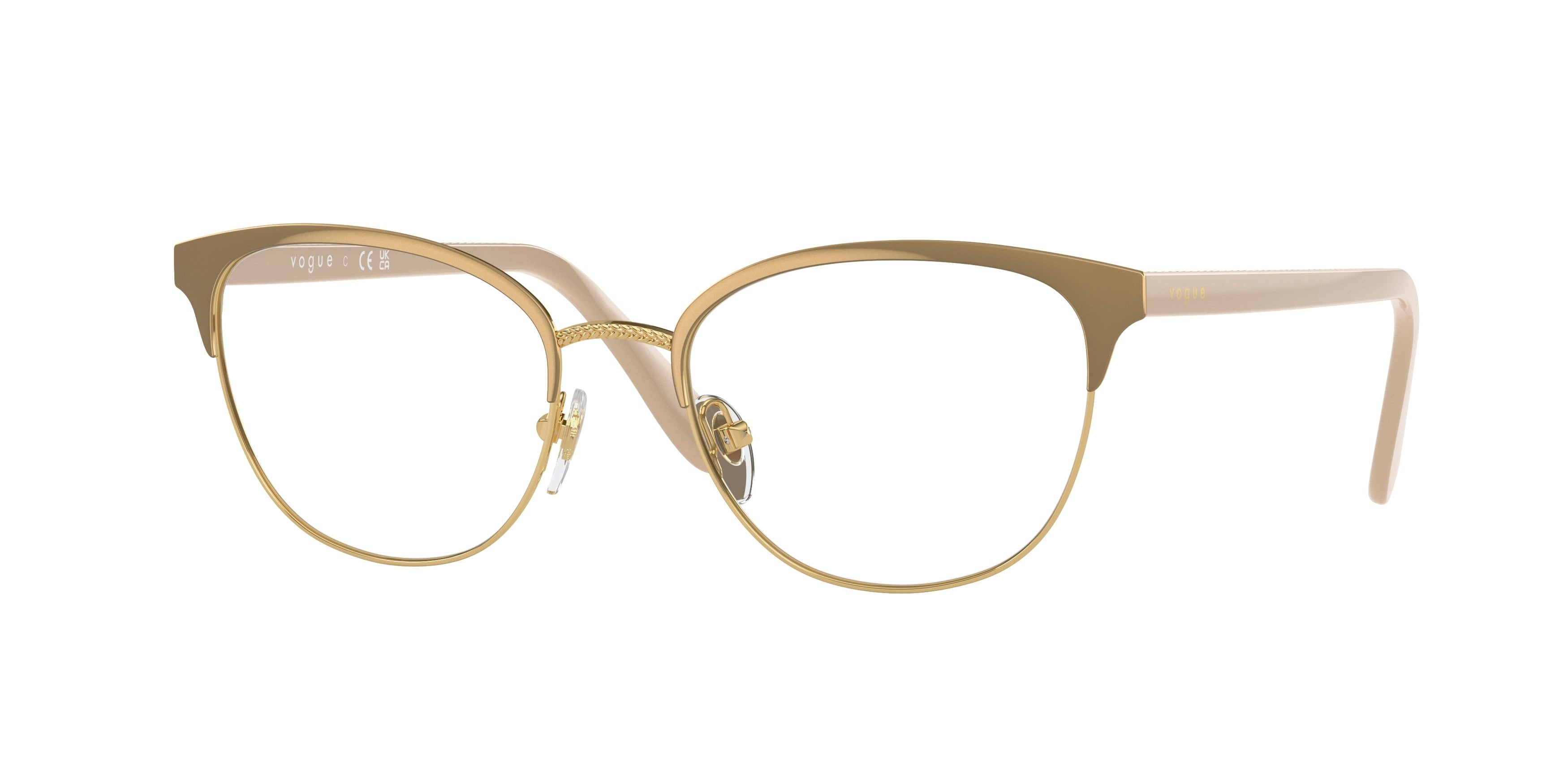 Vogue VO4088 Oval Eyeglasses 5128-Top Beige/Gold 52-140-18 - Color Map Brown