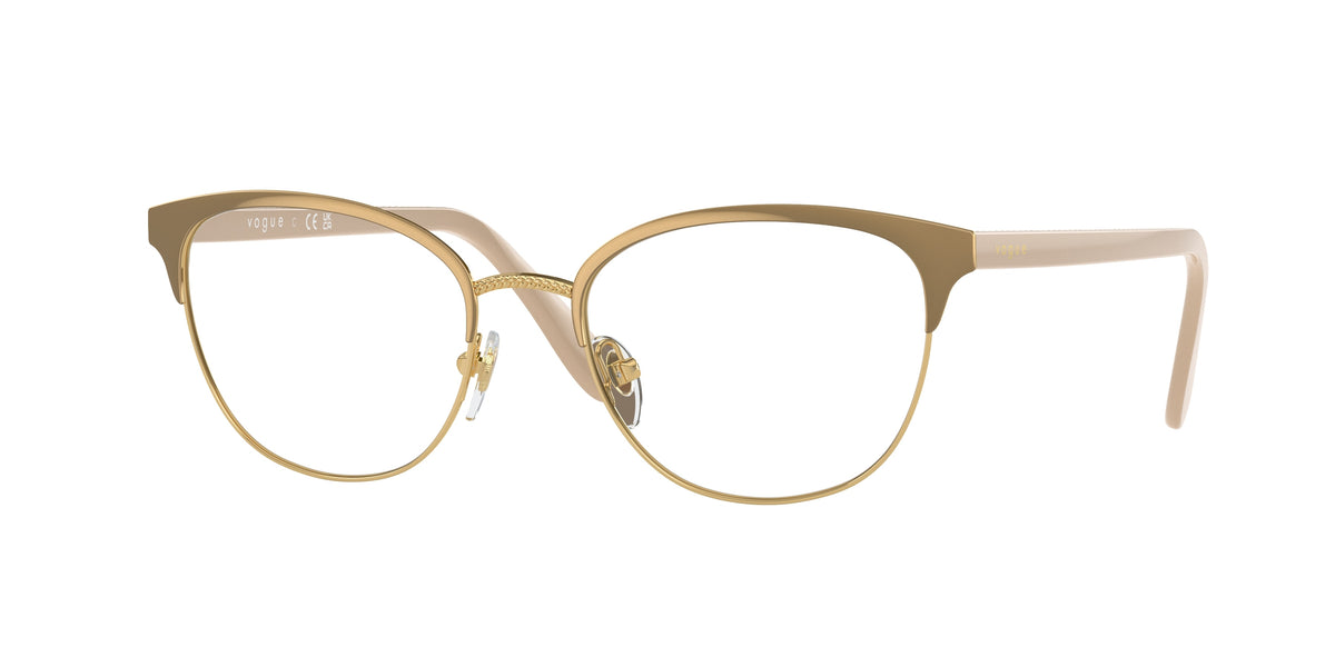 Vogue VO4088 Oval Eyeglasses 5128-Top Beige/Gold 52-140-18 - Color Map Brown