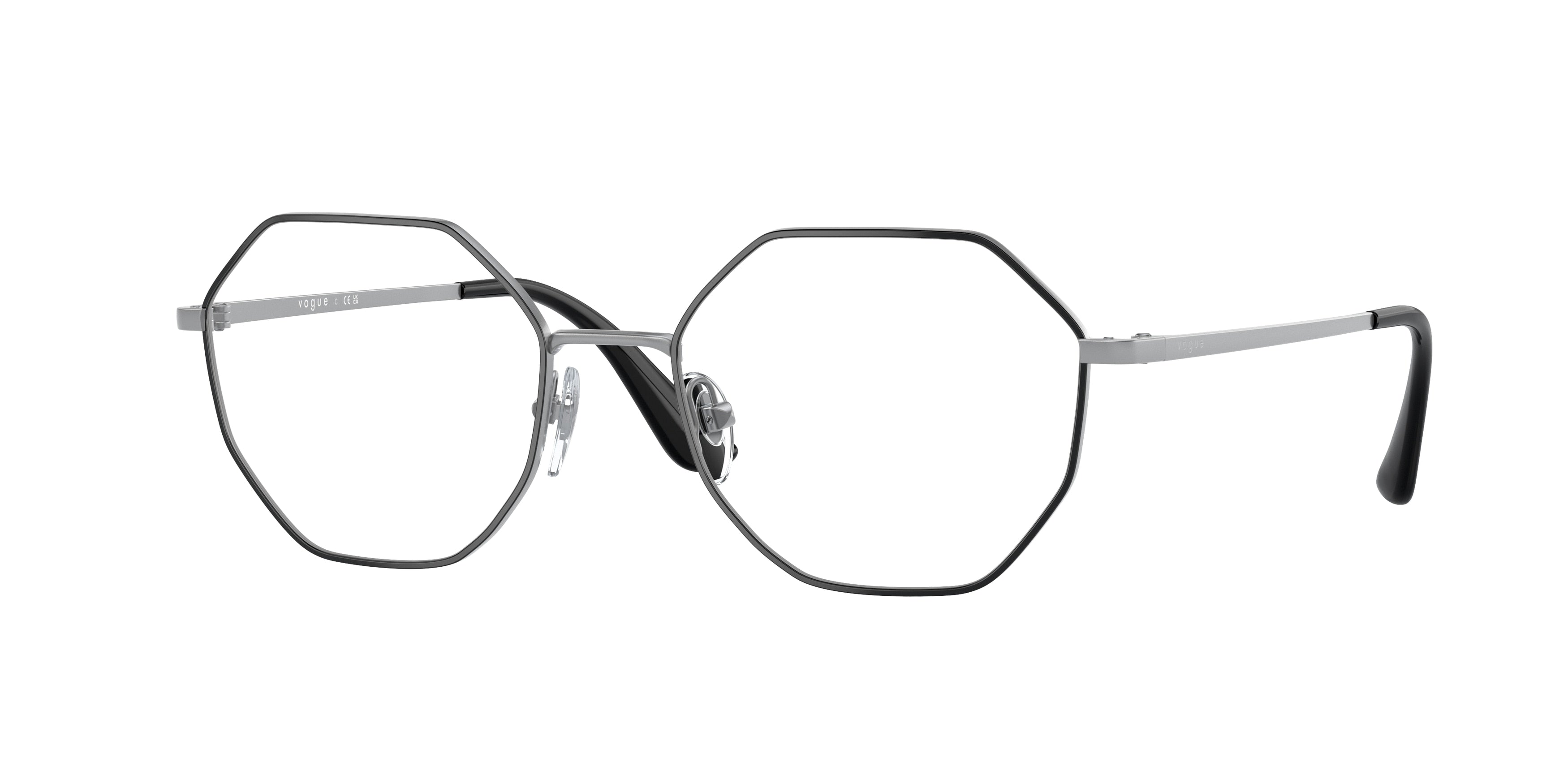 Vogue VO4094 Irregular Eyeglasses 323-Top Black/Matte Silver 52-135-18 - Color Map Black