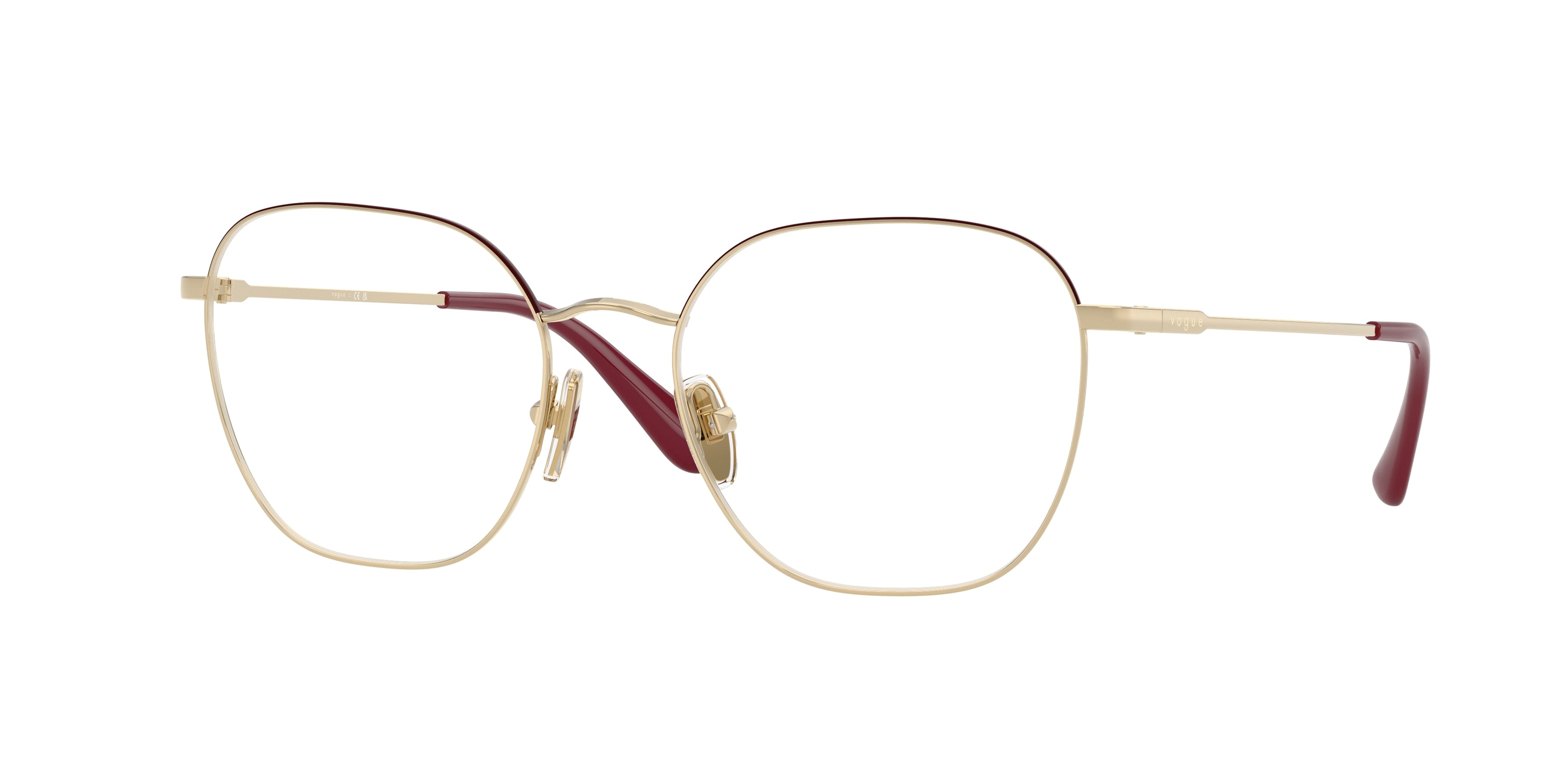 Vogue VO4178 Square Eyeglasses 5208-Top Bordeaux/Pale Gold 52-135-18 - Color Map Red