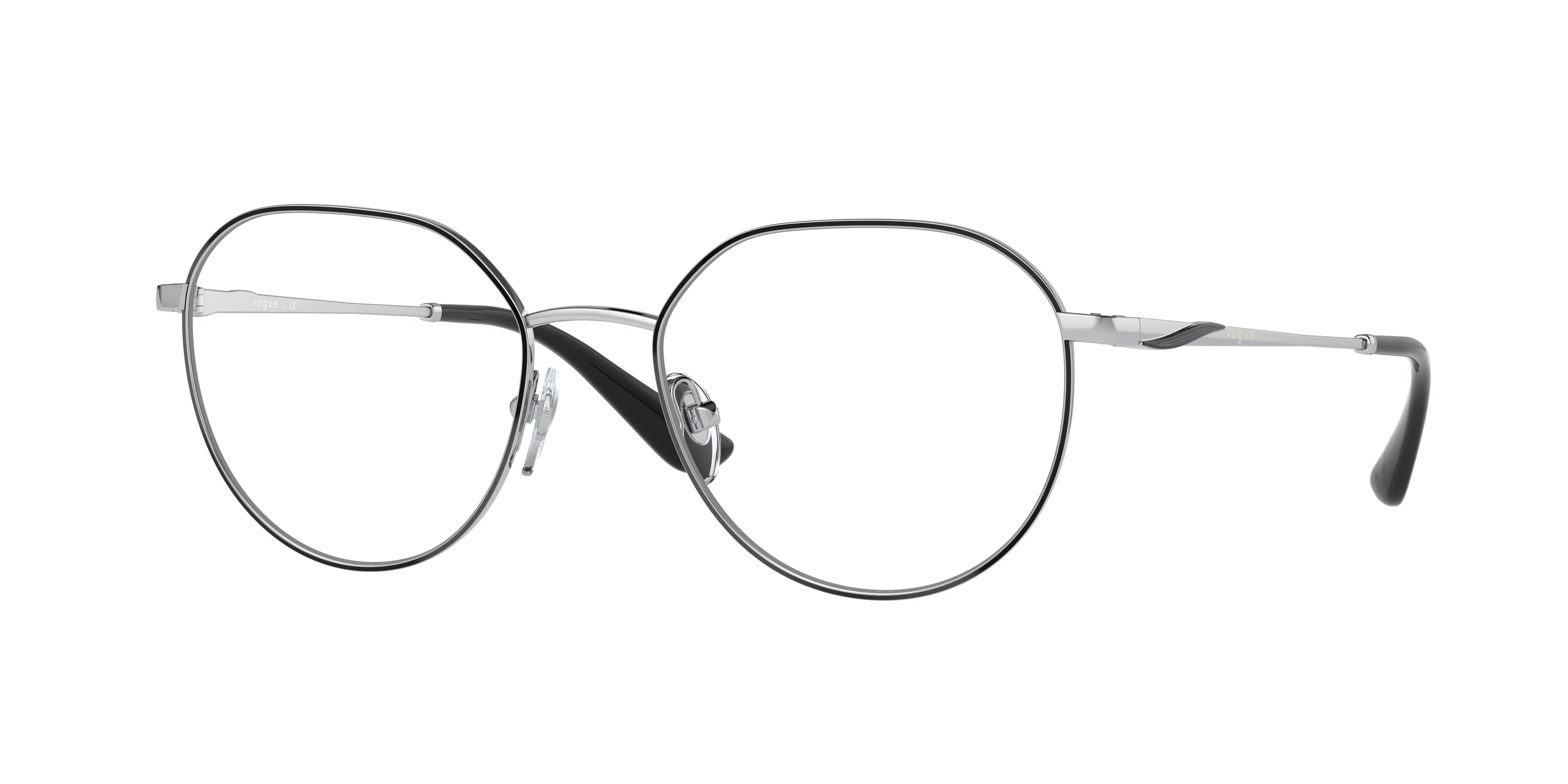 Vogue VO4209 Irregular Eyeglasses 323-Top Black/Silver 52-140-18 - Color Map Black