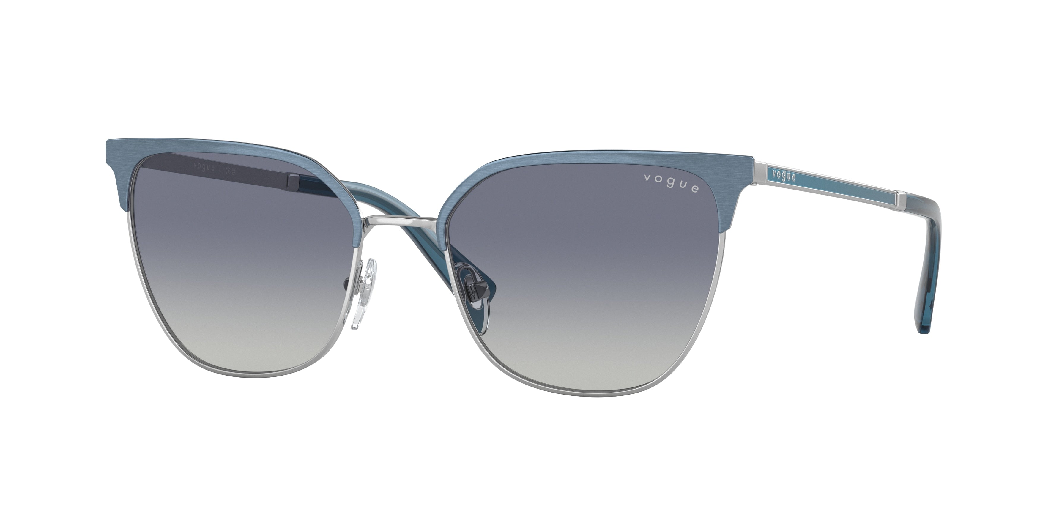 Vogue VO4248S Pillow Sunglasses  51774L-Top Brushed Azure/Silver 53-140-18 - Color Map Blue