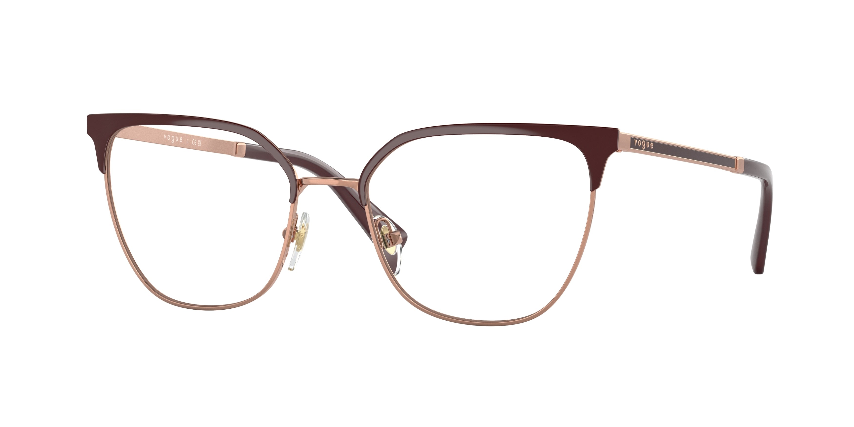 Vogue VO4249 Pillow Eyeglasses 5170-Top Bordeaux/Rose Gold 53-140-18 - Color Map Red