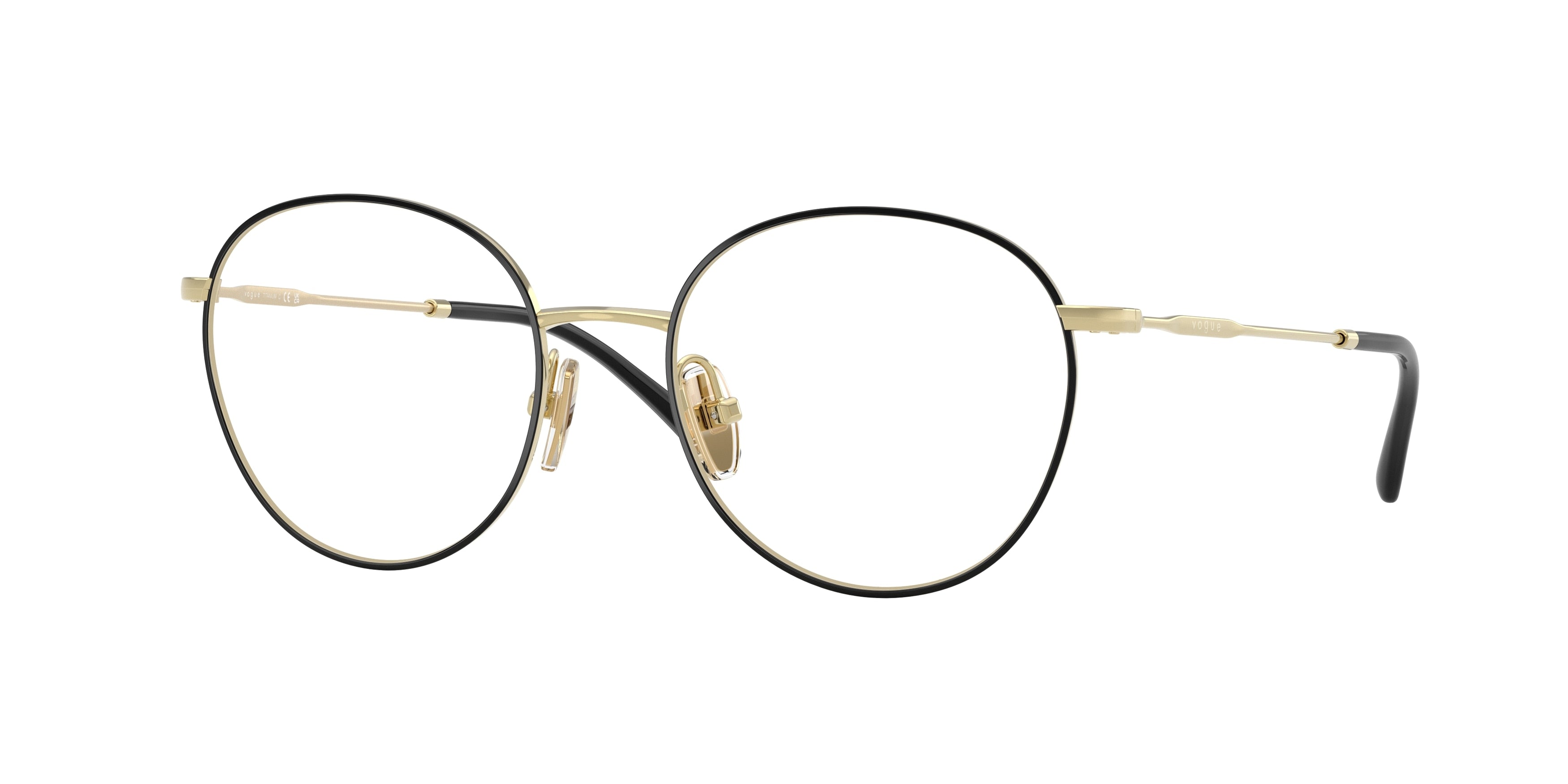 Vogue VO4280T Phantos Eyeglasses 5195-Top Black/Light Gold 51-140-18 - Color Map Black
