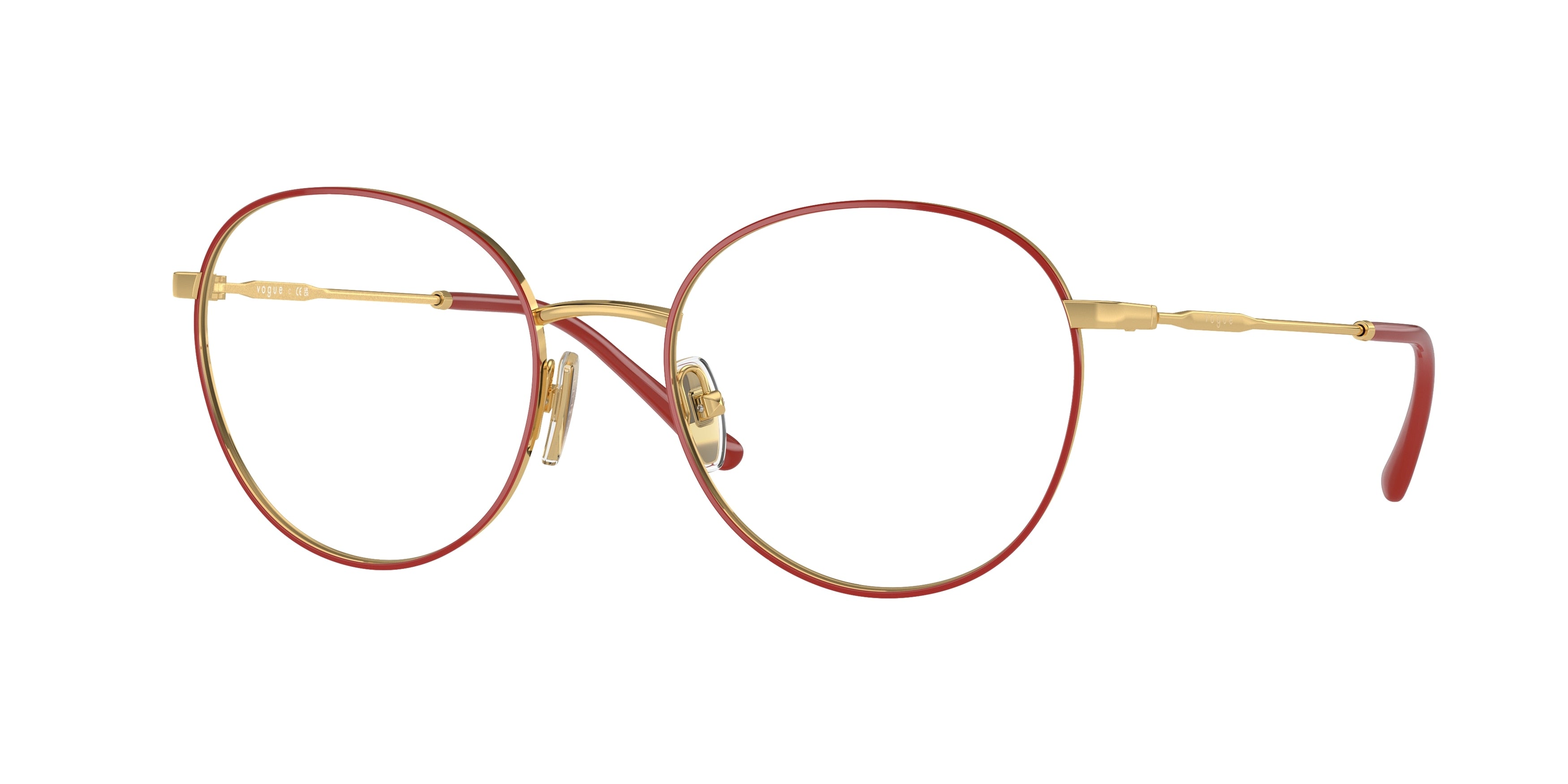 Vogue VO4280 Phantos Eyeglasses 280-Top Red/Gold 52-140-18 - Color Map Red