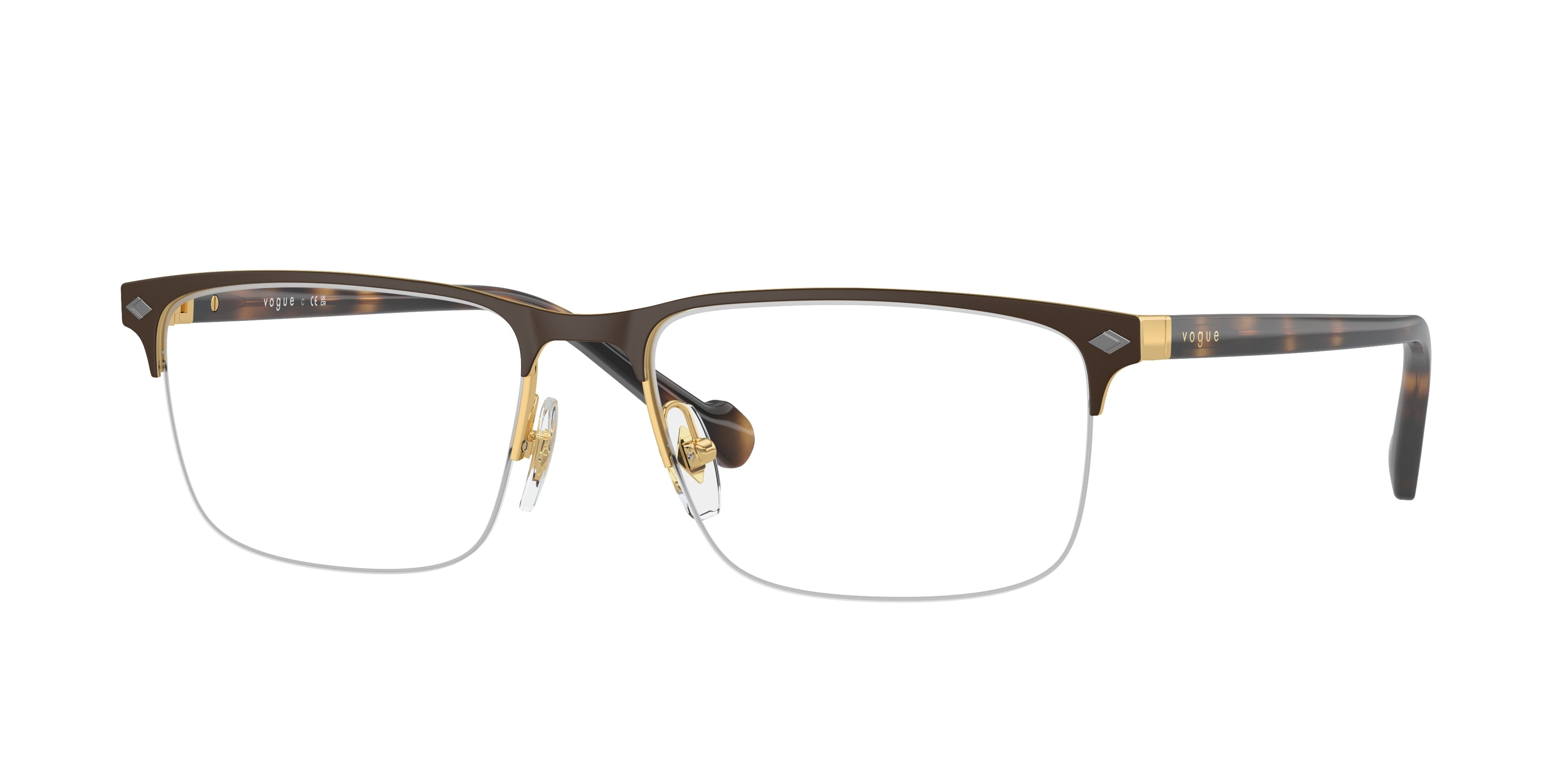 Vogue VO4292 Rectangle Eyeglasses 5190S-Top Matte Brown/Gold 54-145-17 - Color Map Brown