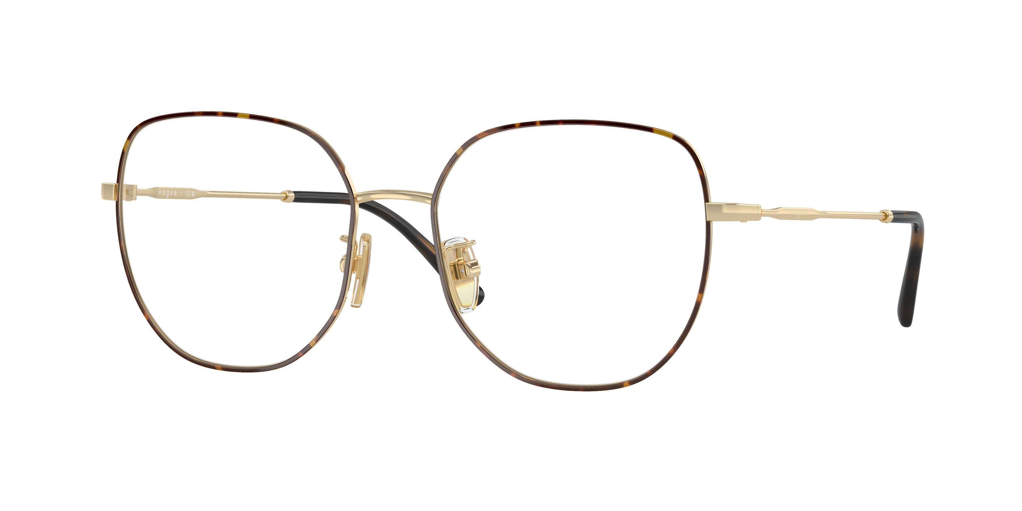 Vogue VO4296D Irregular Eyeglasses 5078-Top Havana/Pale Gold 54-140-17 - Color Map Brown