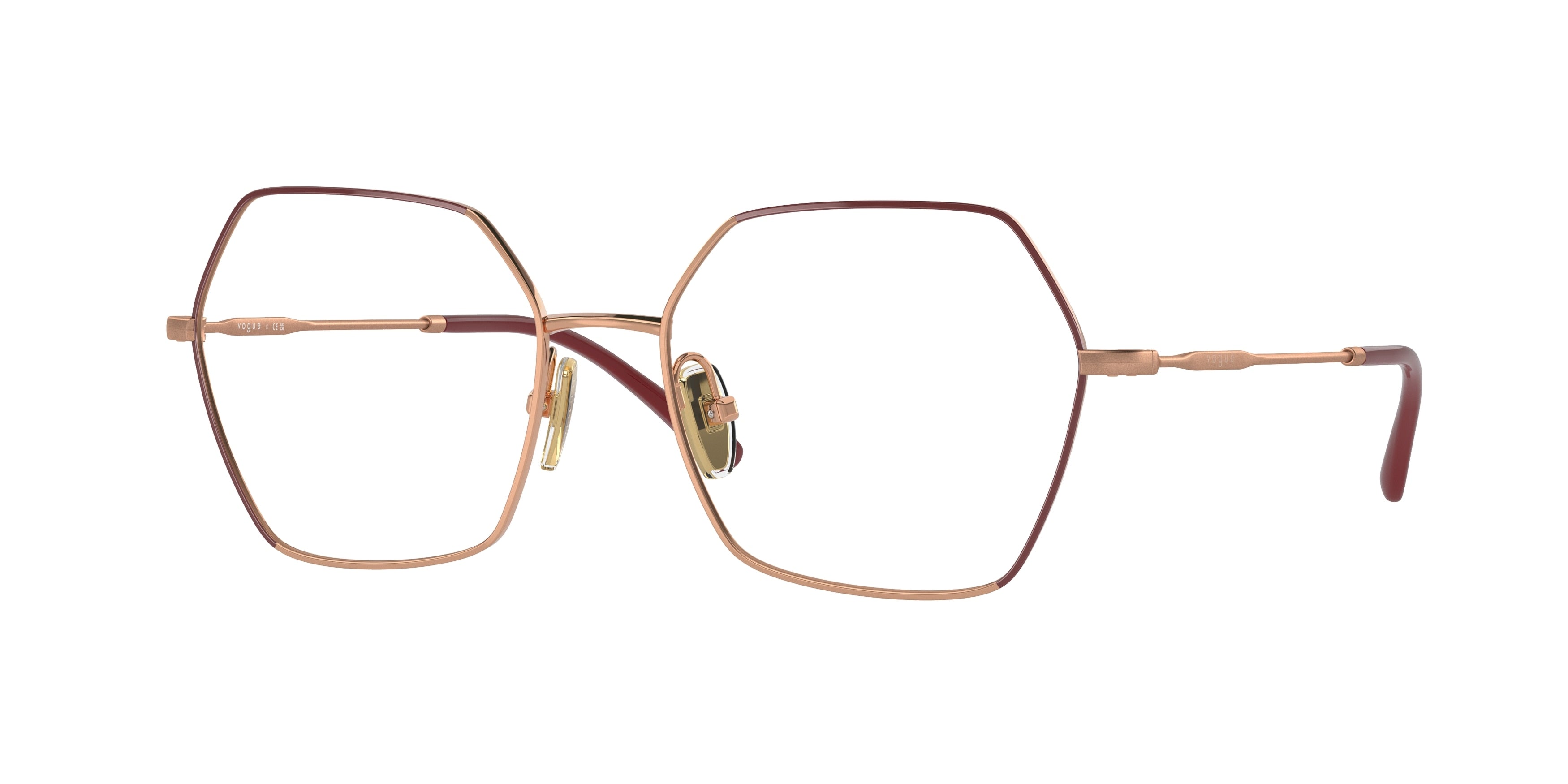 Vogue VO4297T Irregular Eyeglasses 5194-Top Bordeaux/Rose Gold 53-140-17 - Color Map Red