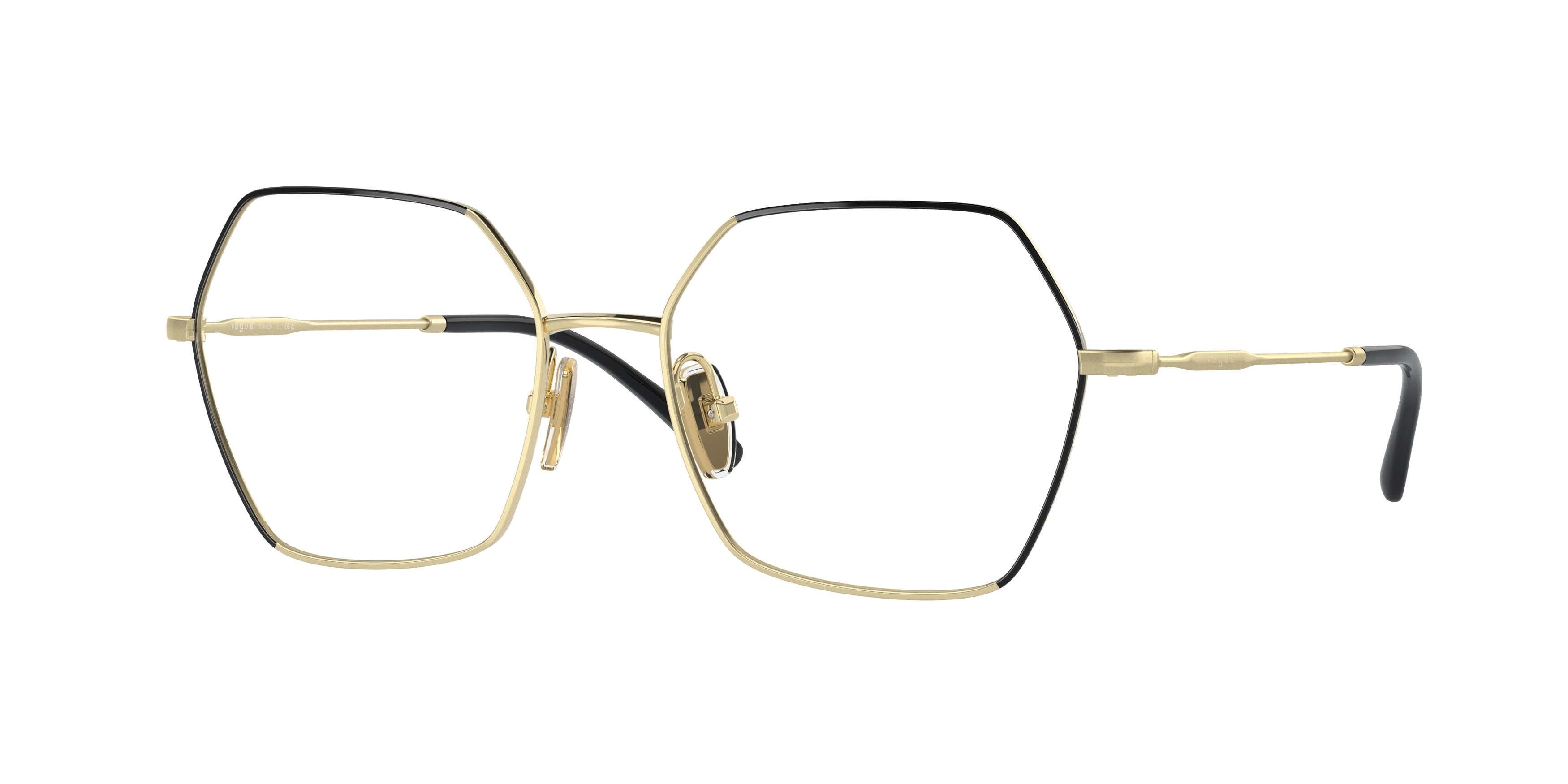 Vogue VO4297T Irregular Eyeglasses 5195-Top Black/Light Gold 53-140-17 - Color Map Black