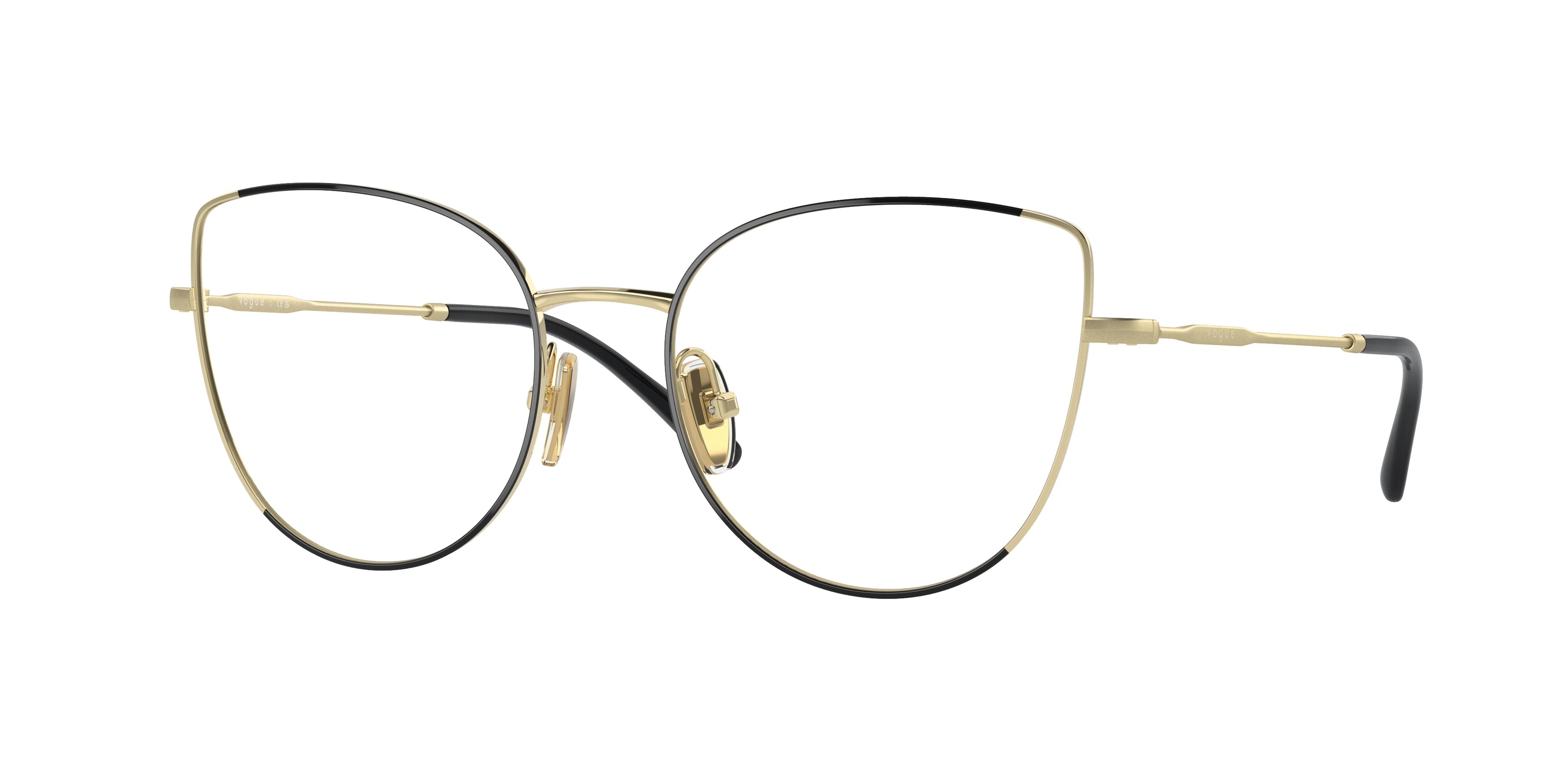 Vogue VO4298T Cat Eye Eyeglasses 5195-Top Black/Light Gold 53-140-18 - Color Map Black