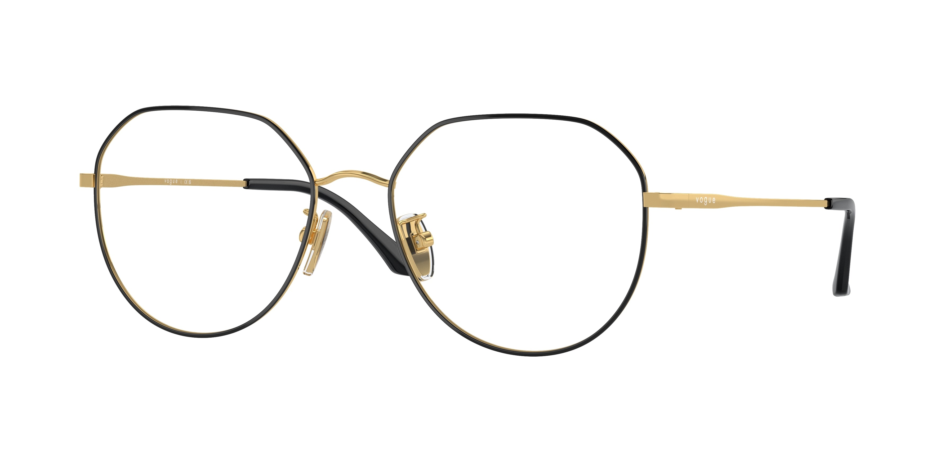 Vogue VO4301D Irregular Eyeglasses 352-Top Black/Gold 55-145-18 - Color Map Black