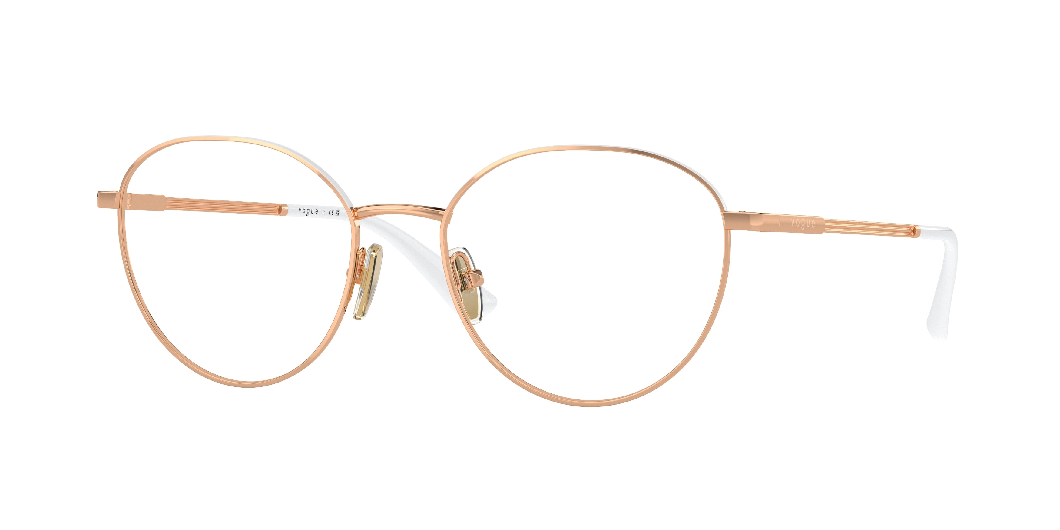 Vogue VO4306 Round Eyeglasses 5152-Rose Gold/Top White 53-140-18 - Color Map Gold