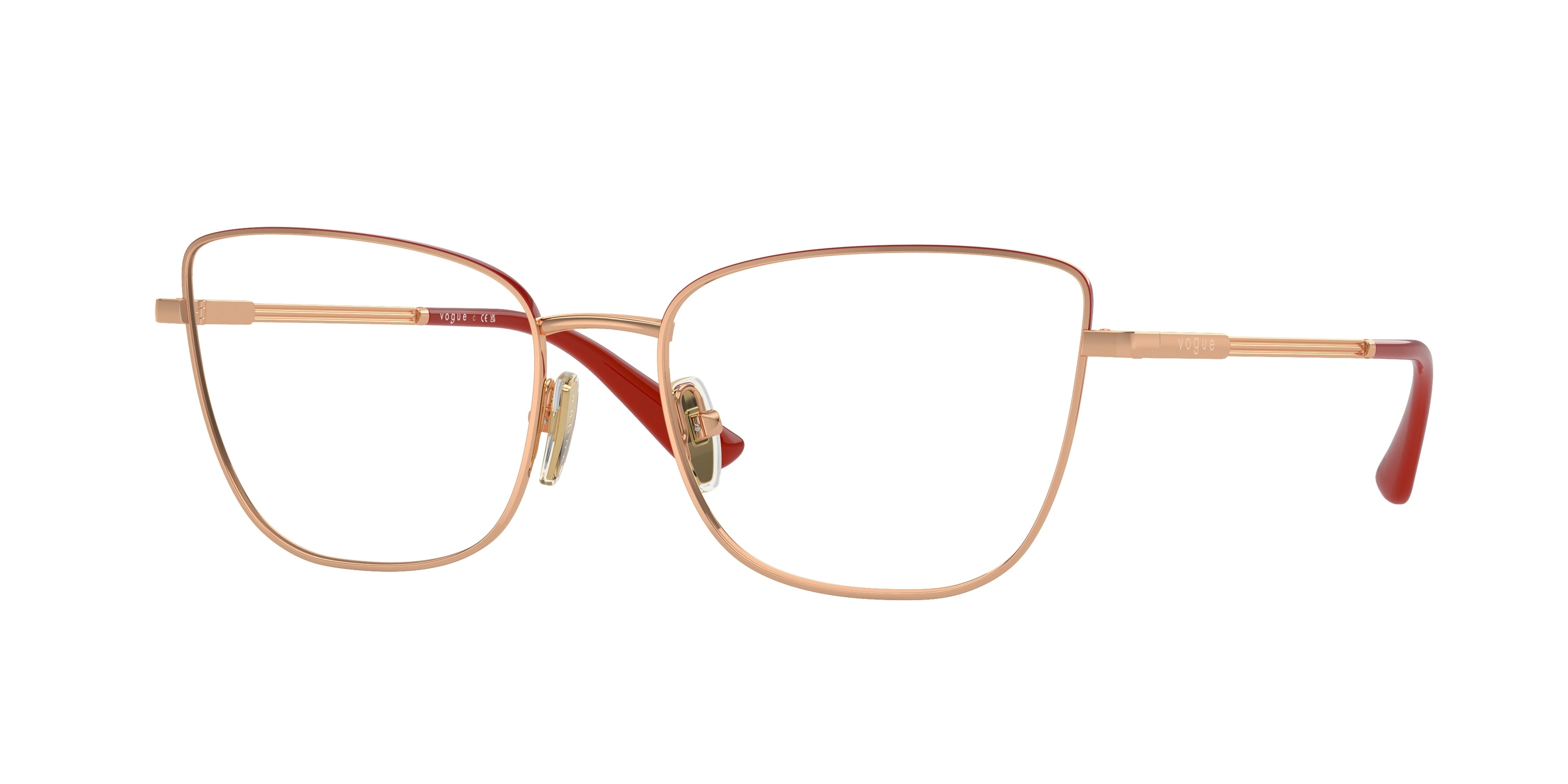 Vogue VO4307 Butterfly Eyeglasses 5152-Rose Gold/Top Red 54-140-17 - Color Map Gold