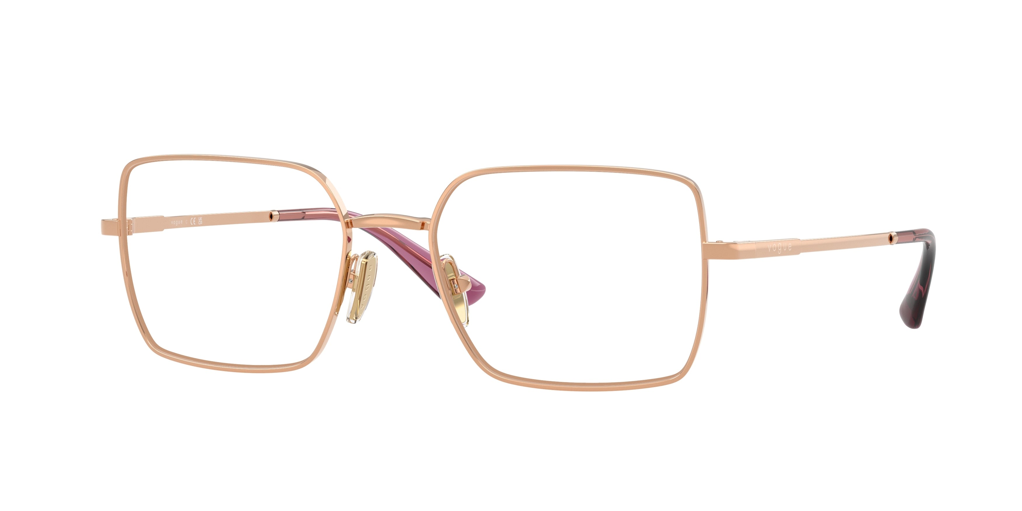 Vogue VO4340 Rectangle Eyeglasses 5152-Rose Gold 53-140-18 - Color Map Gold