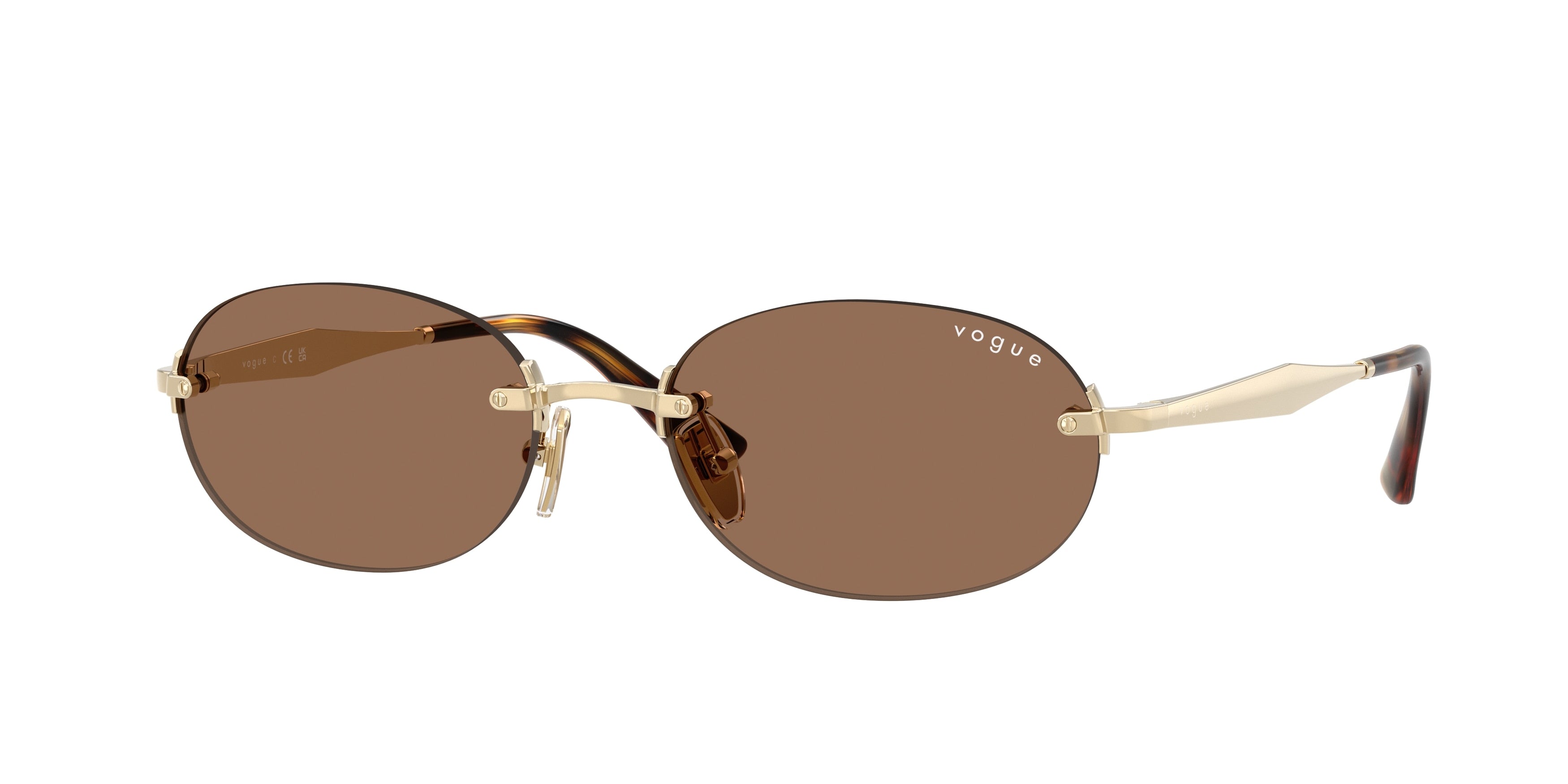 Vogue VO4342S Oval Sunglasses 848/73-Pale Gold 55-140-18 - Color Map Gold