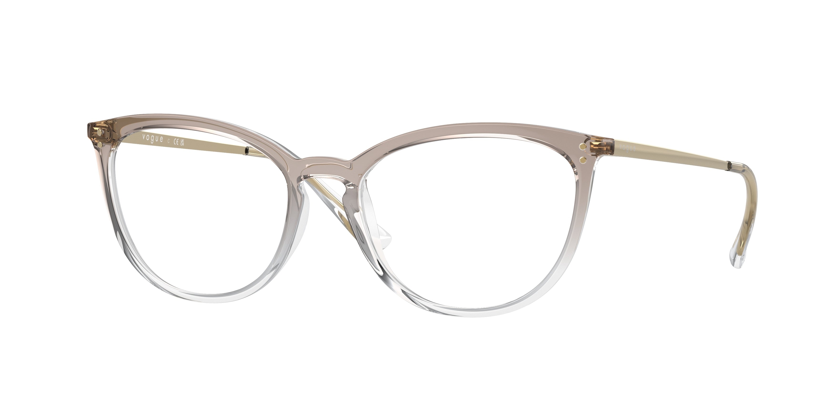 Vogue VO5276 Cat Eye Eyeglasses 2736-Top Gradient Brown/Crystal 53-140-17 - Color Map Brown