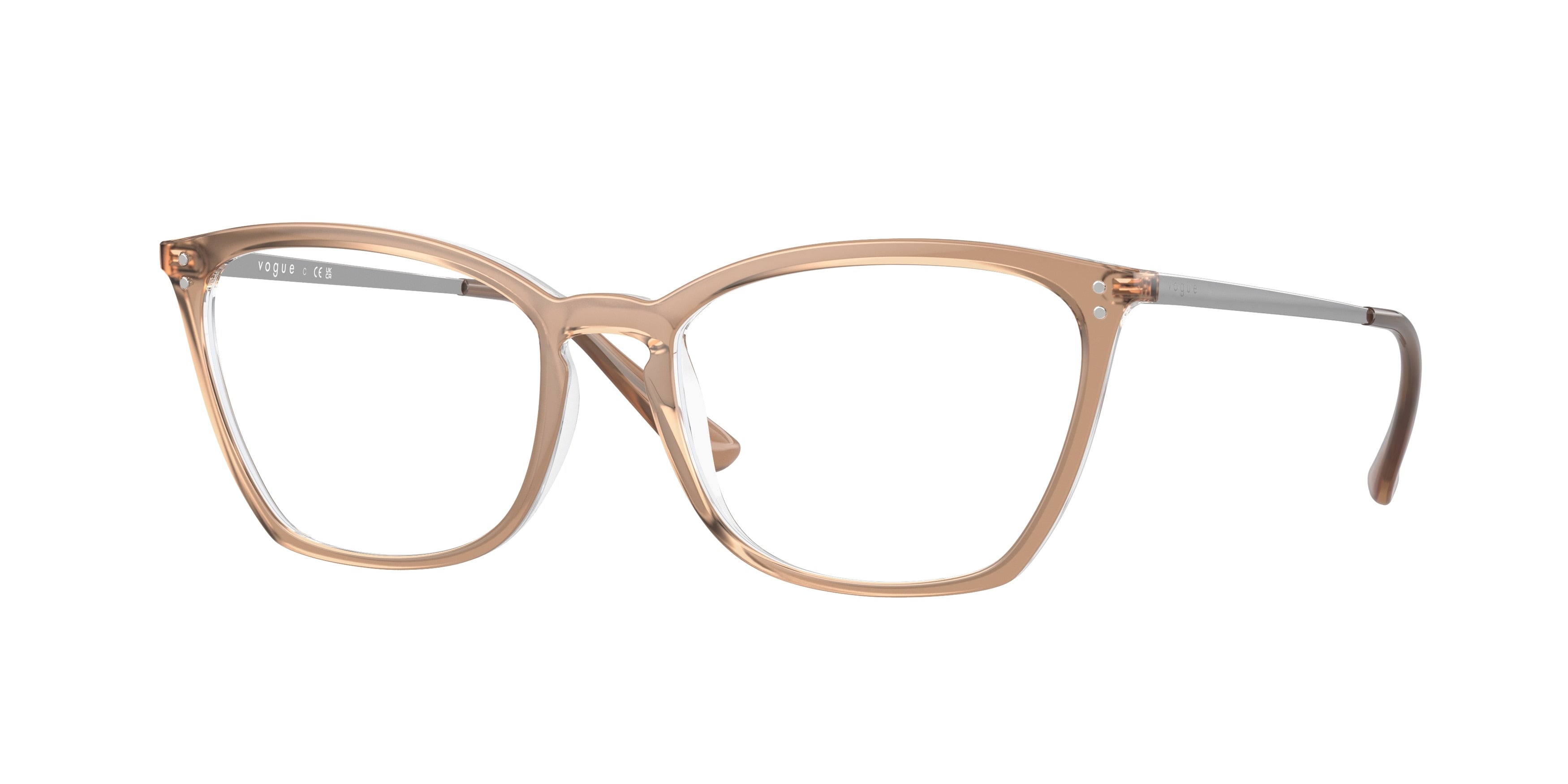 Vogue VO5277 Square Eyeglasses 2735-Top Brown/Crystal 53-140-17 - Color Map Brown