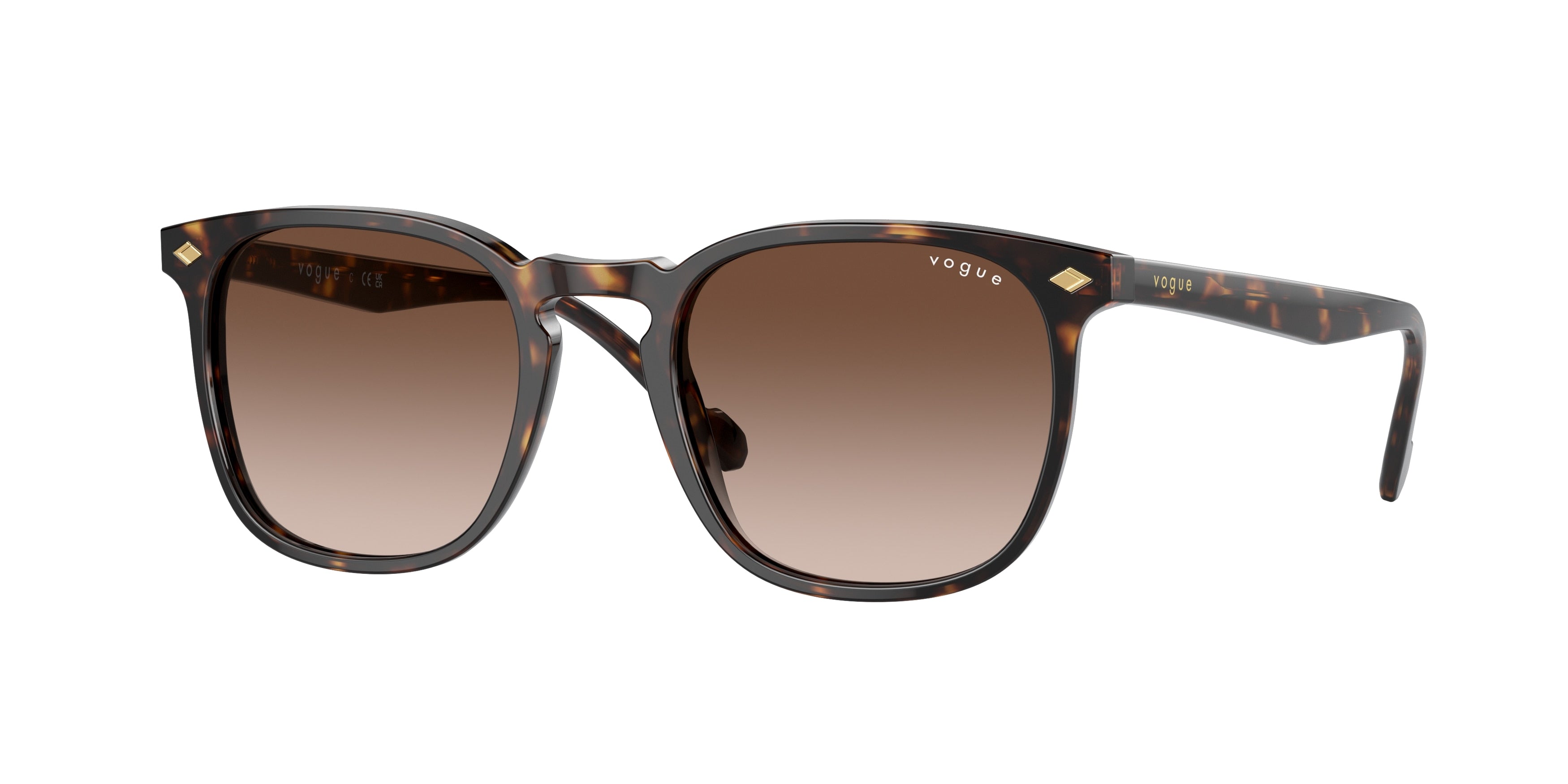 Vogue VO5328S Square Sunglasses W65613-Dark Havana 49-145-20 - Color Map Brown
