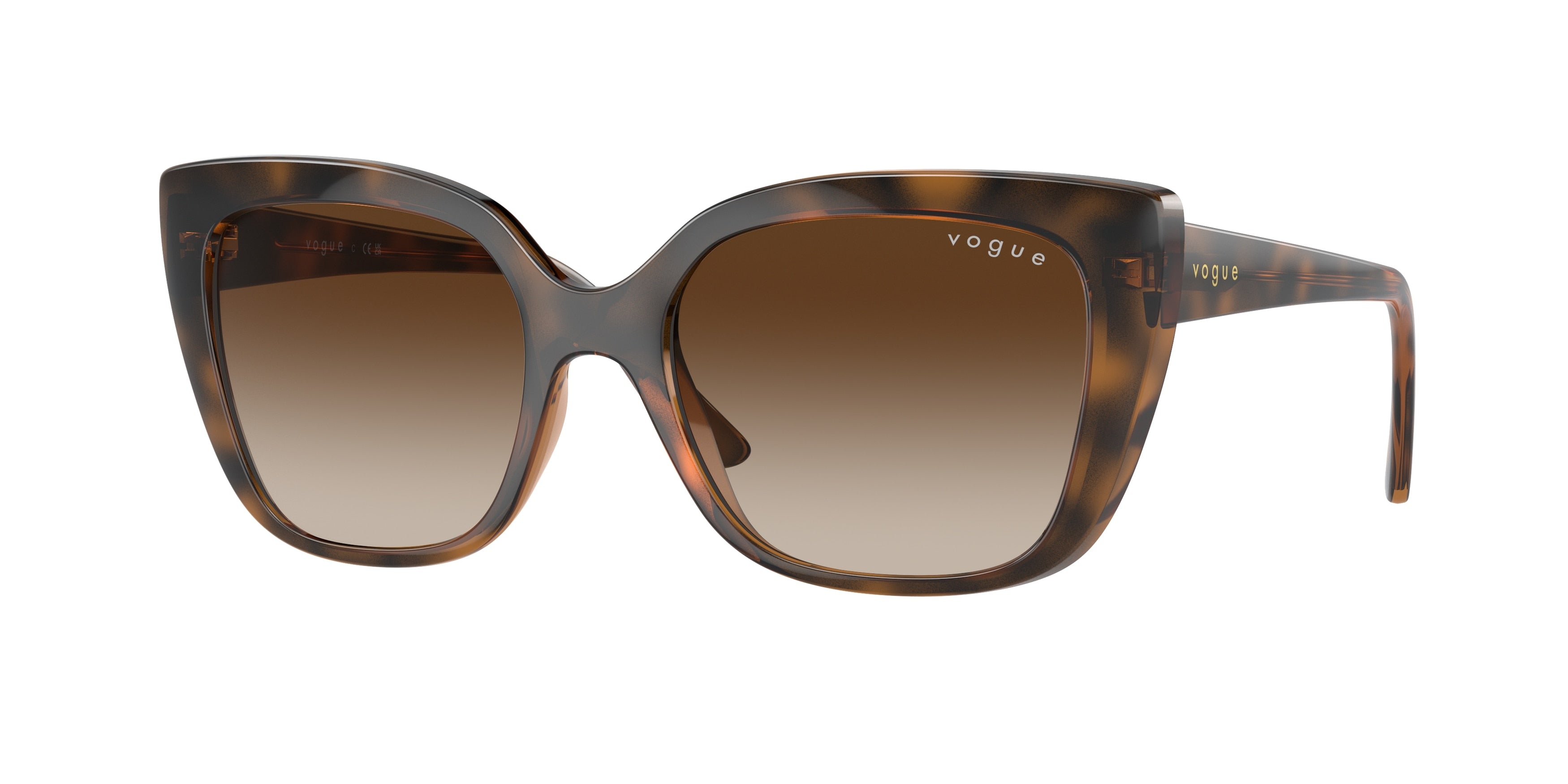 Vogue VO5337S Square Sunglasses 238613-Dark Havana 53-140-18 - Color Map Brown