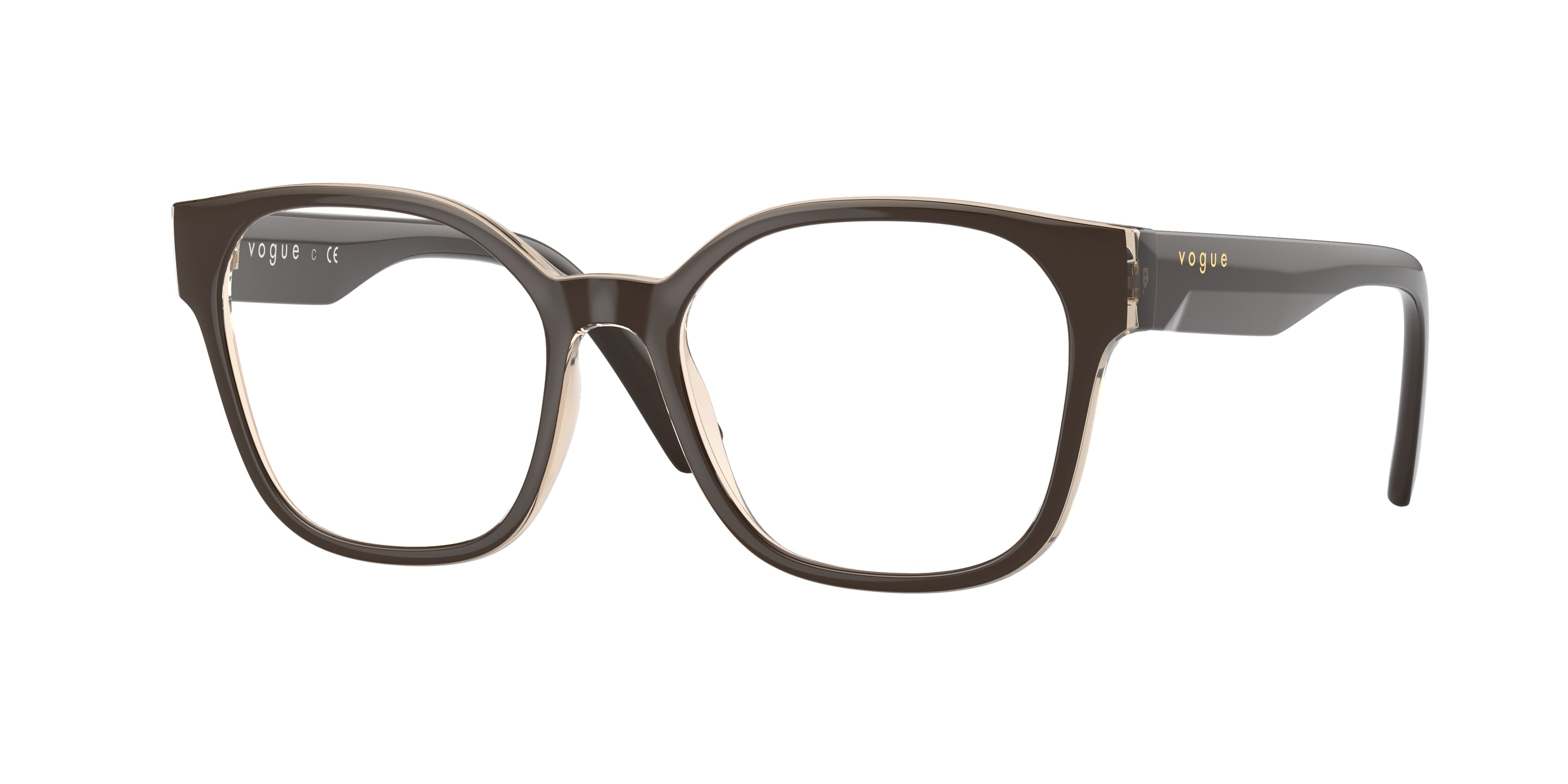 Vogue VO5407 Square Eyeglasses 2959-Top Brown/Flowers Brown 51-140-17 - Color Map Brown