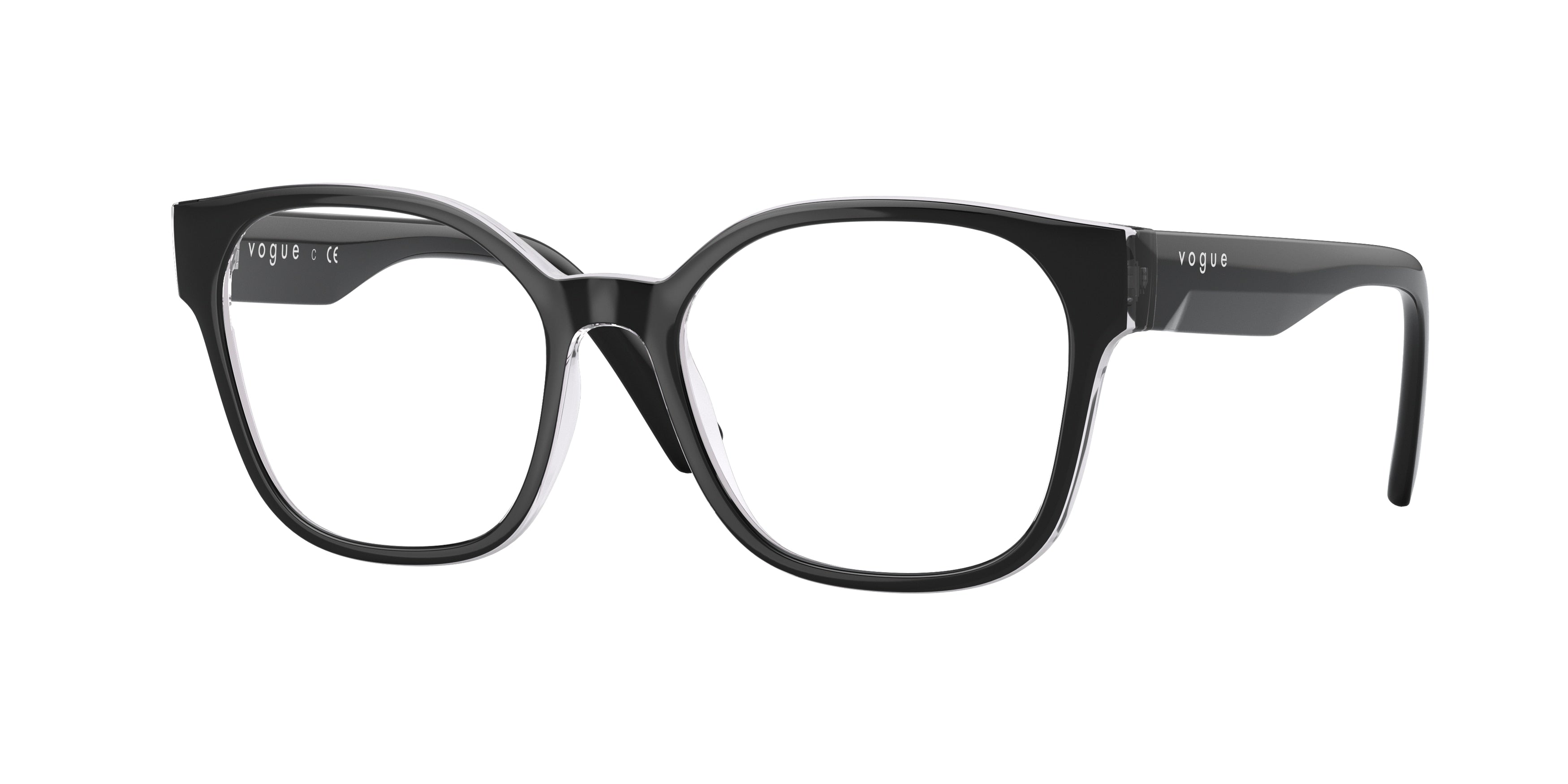 Vogue VO5407 Square Eyeglasses 2961-Top Black/Flowers Violet 51-140-17 - Color Map Black