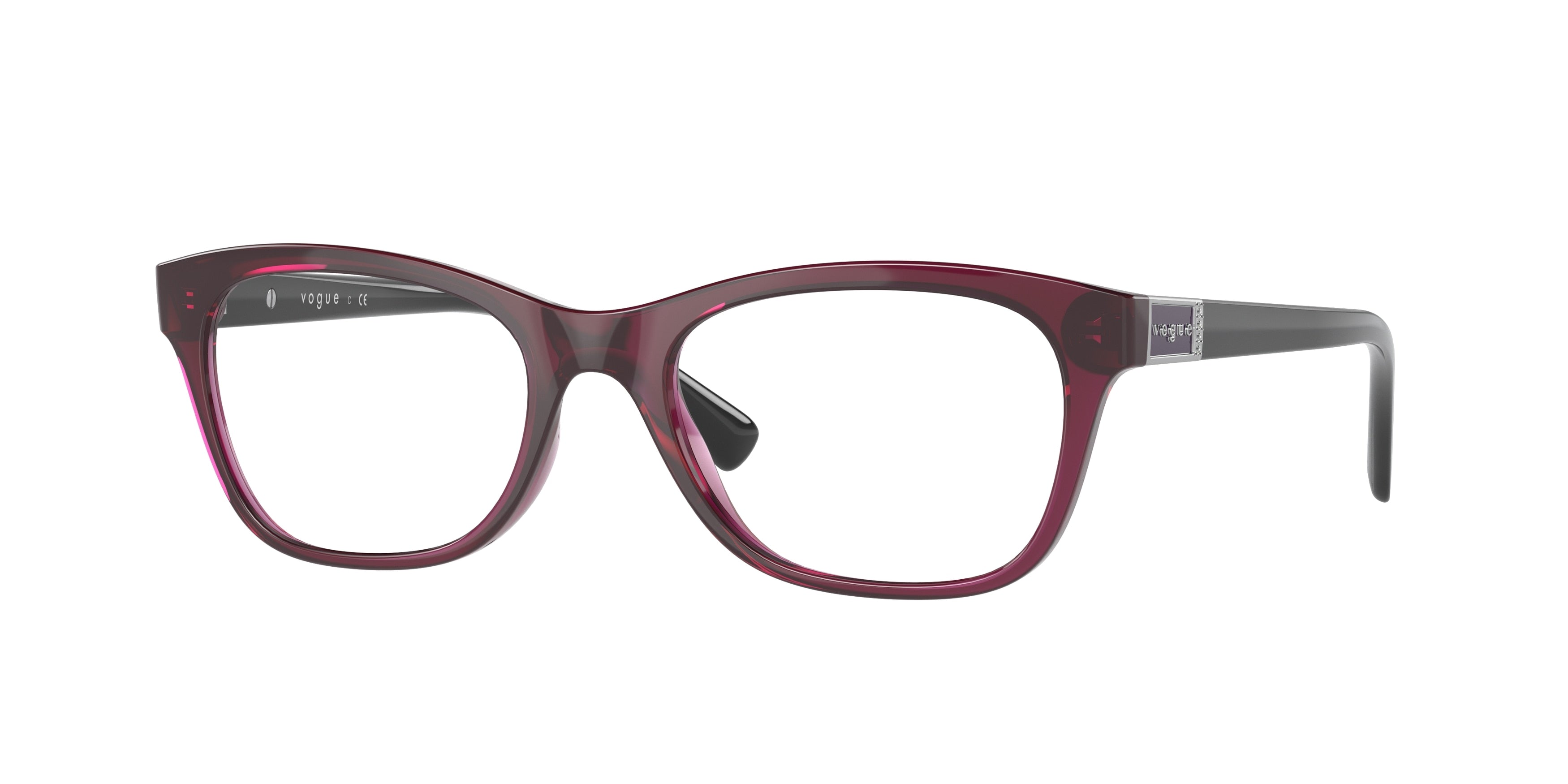 Vogue VO5424B Pillow Eyeglasses 2989-Transparent Dark Cherry 53-140-18 - Color Map Red