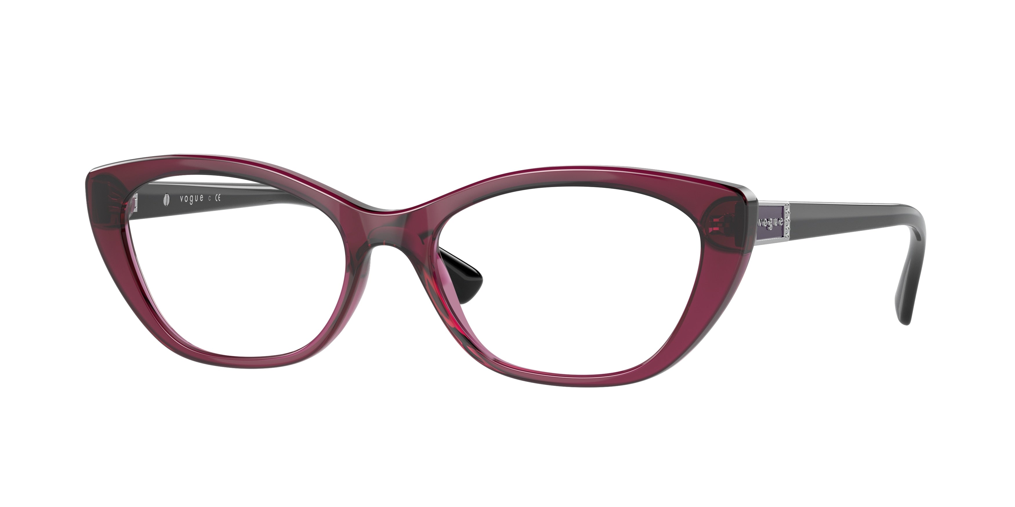 Vogue VO5425B Oval Eyeglasses 2989-Transparent Dark Cherry 52-140-17 - Color Map Red