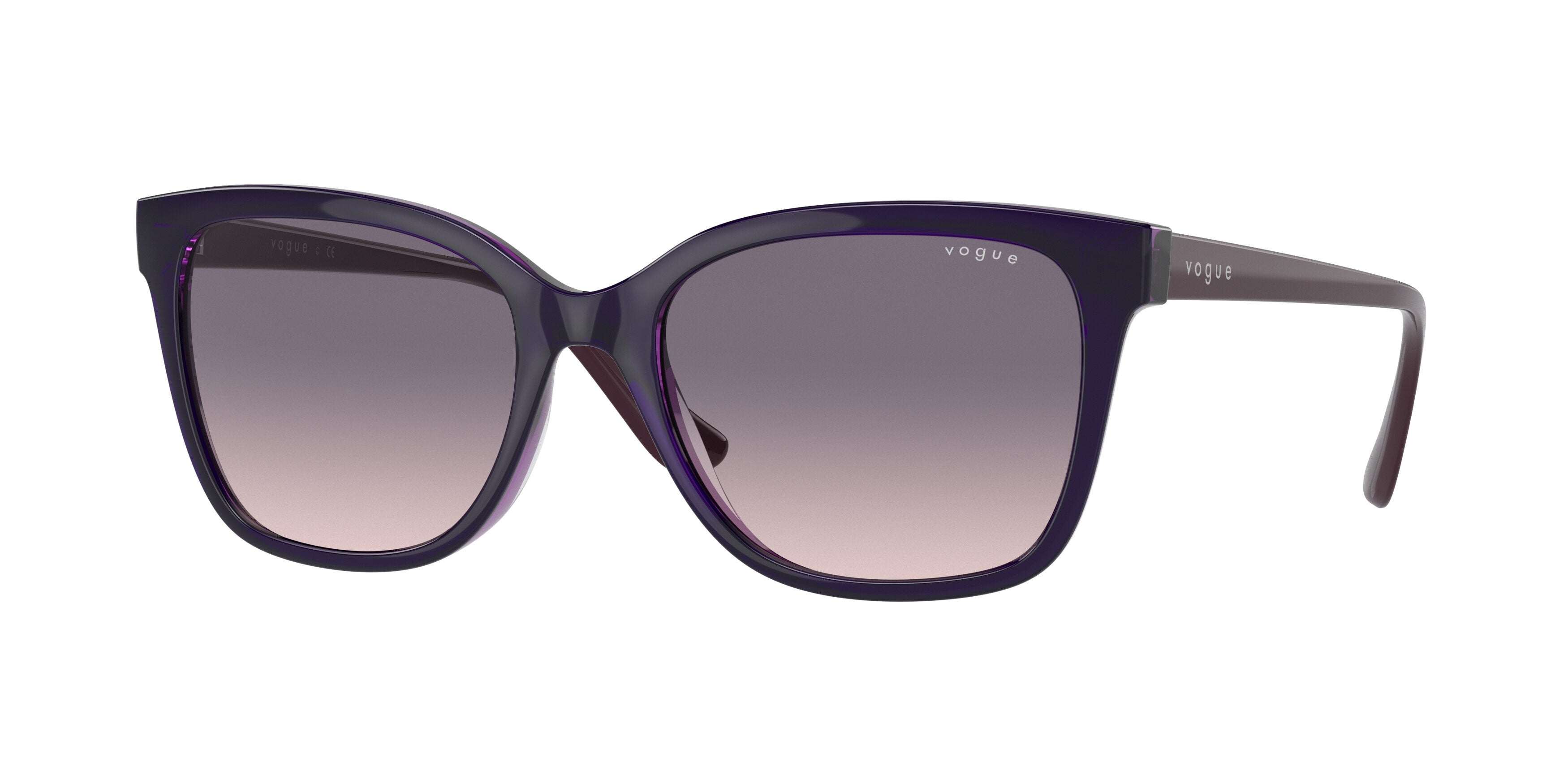 Vogue VO5426SF Rectangle Sunglasses 164736-Transparent Purple 55-140-17 - Color Map Violet