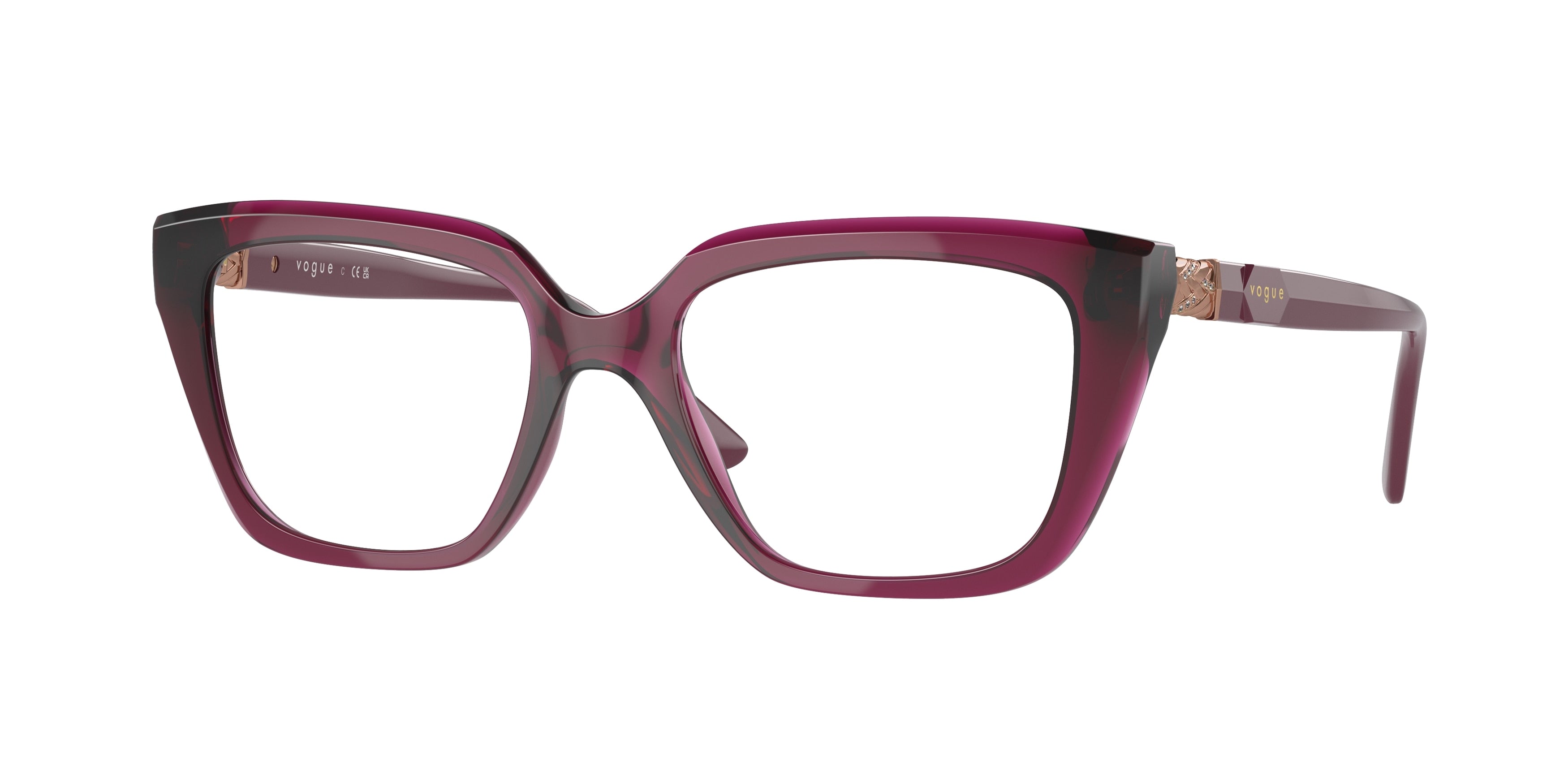 Vogue VO5477B Rectangle Eyeglasses 2989-Transparent Cherry 52-140-18 - Color Map Violet
