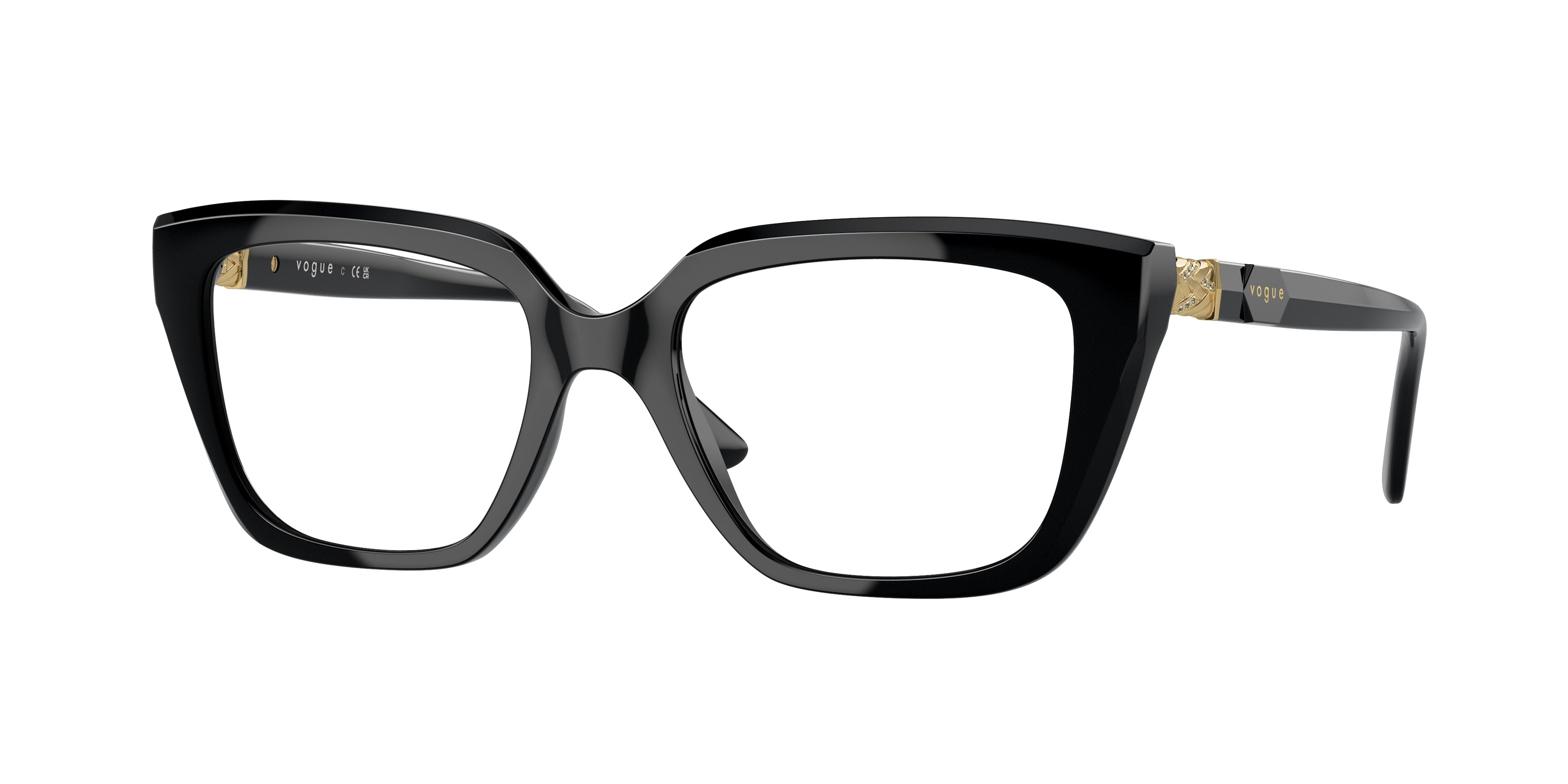 Vogue VO5477B Rectangle Eyeglasses W44-Black 52-140-18 - Color Map Black