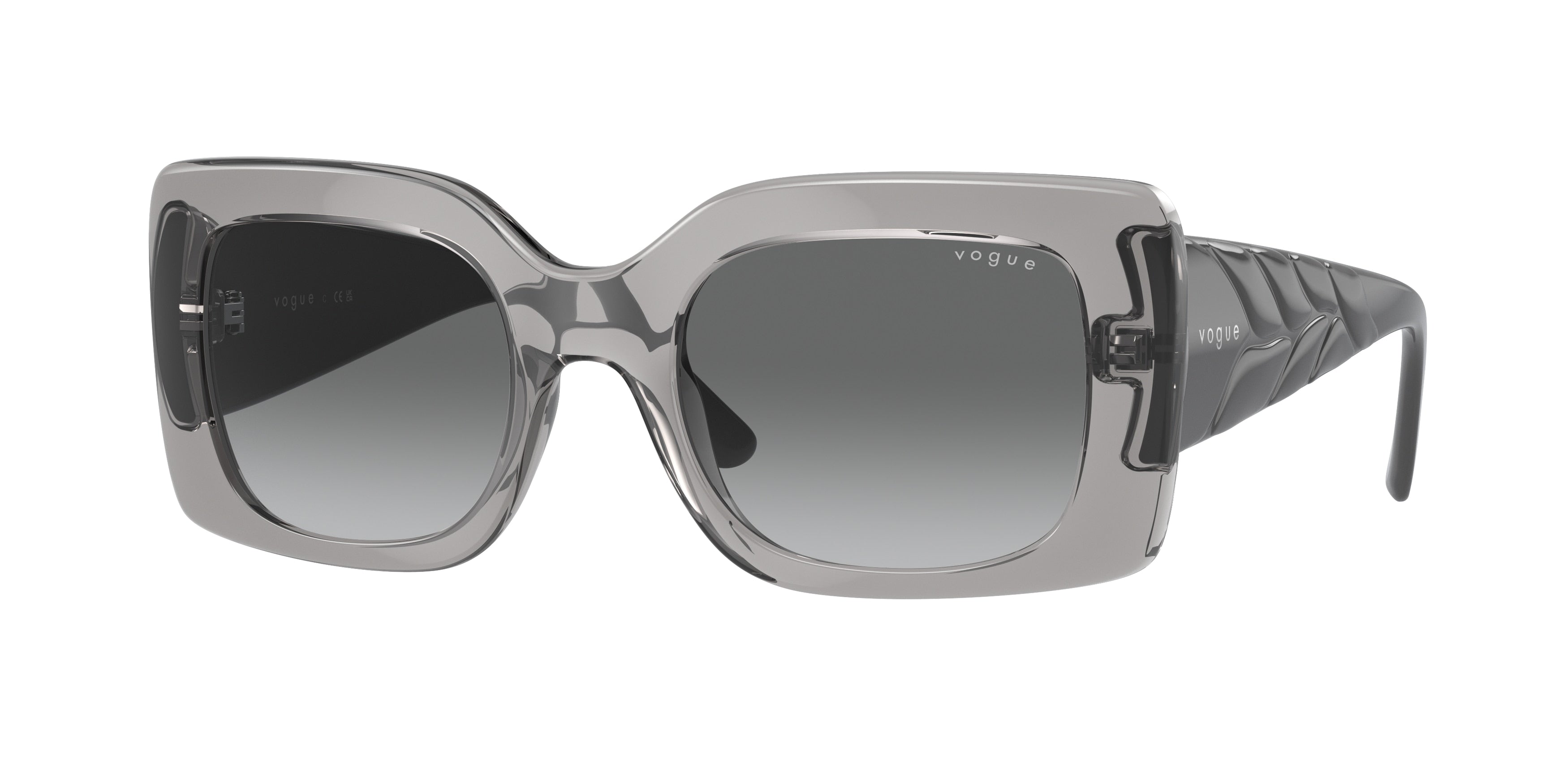 Vogue VO5481S Rectangle Sunglasses 272611-Transparent Grey 52-135-21 - Color Map Grey